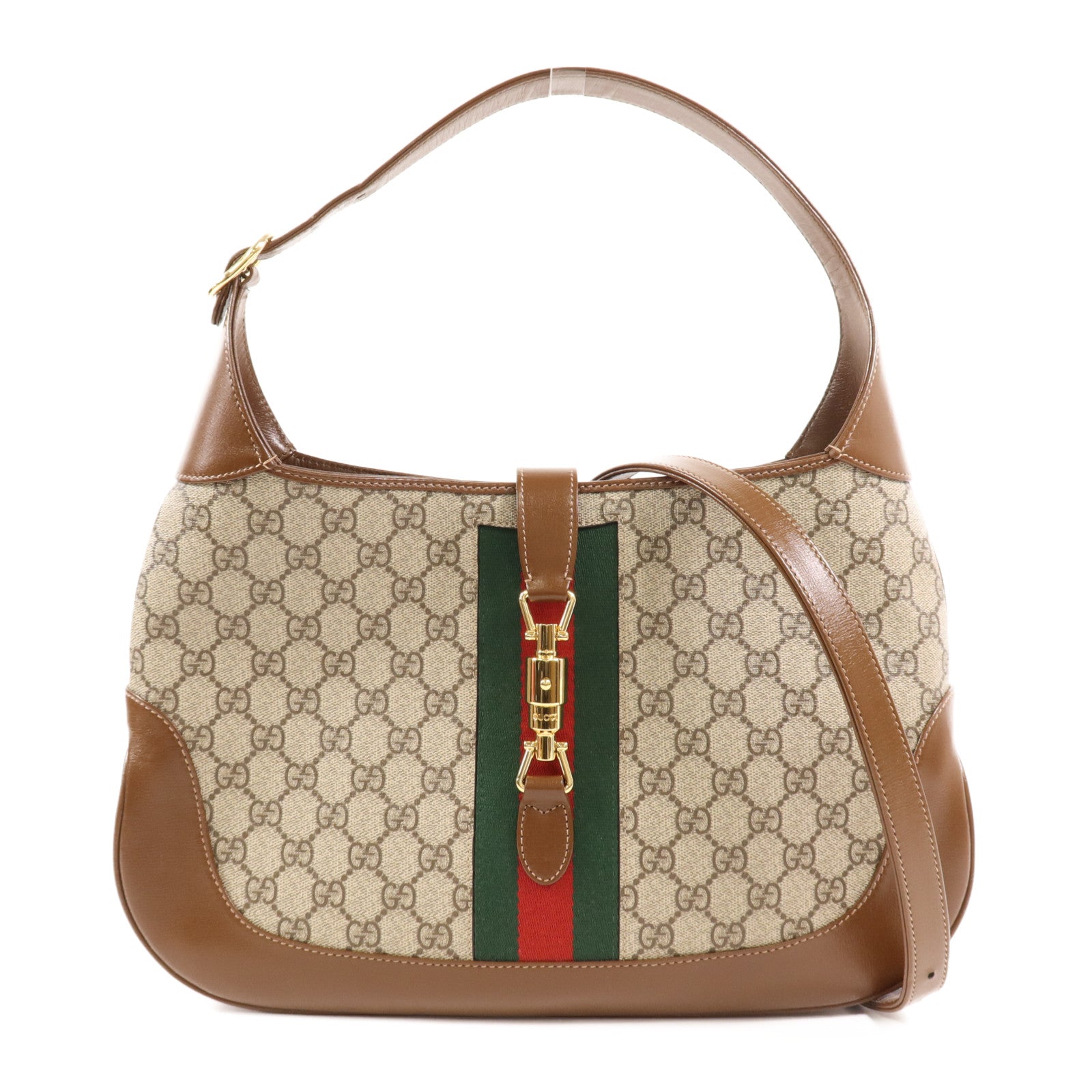 GUCCI 塗層帆布/牛皮皮革Jackie 1961 Medium金扣手挽肩背兩用袋