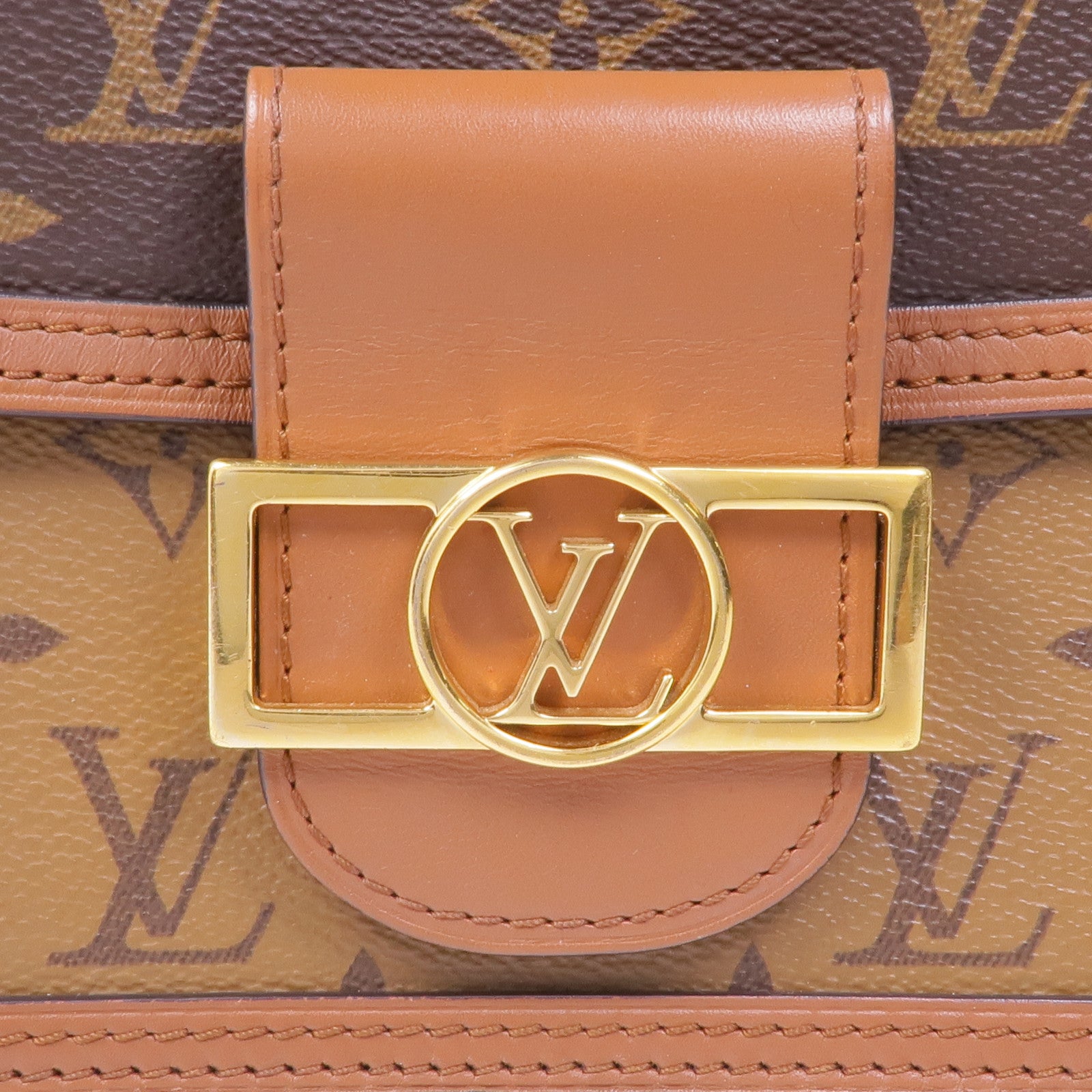 LOUIS VUITTON Monogram Reverse Mini Dauphine金扣肩背袋