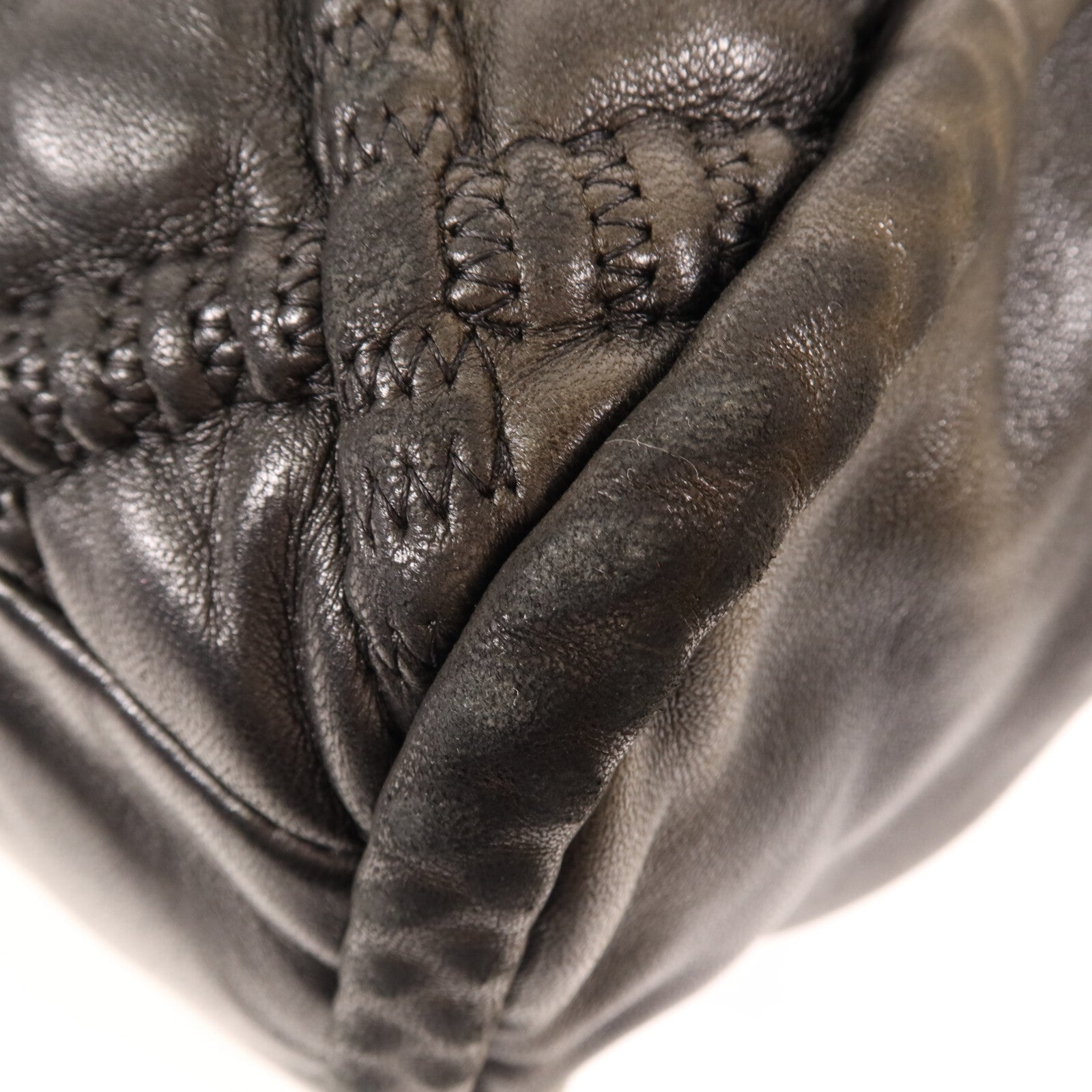 CHANEL 羊皮皮革Boston Bag銀扣手挽袋