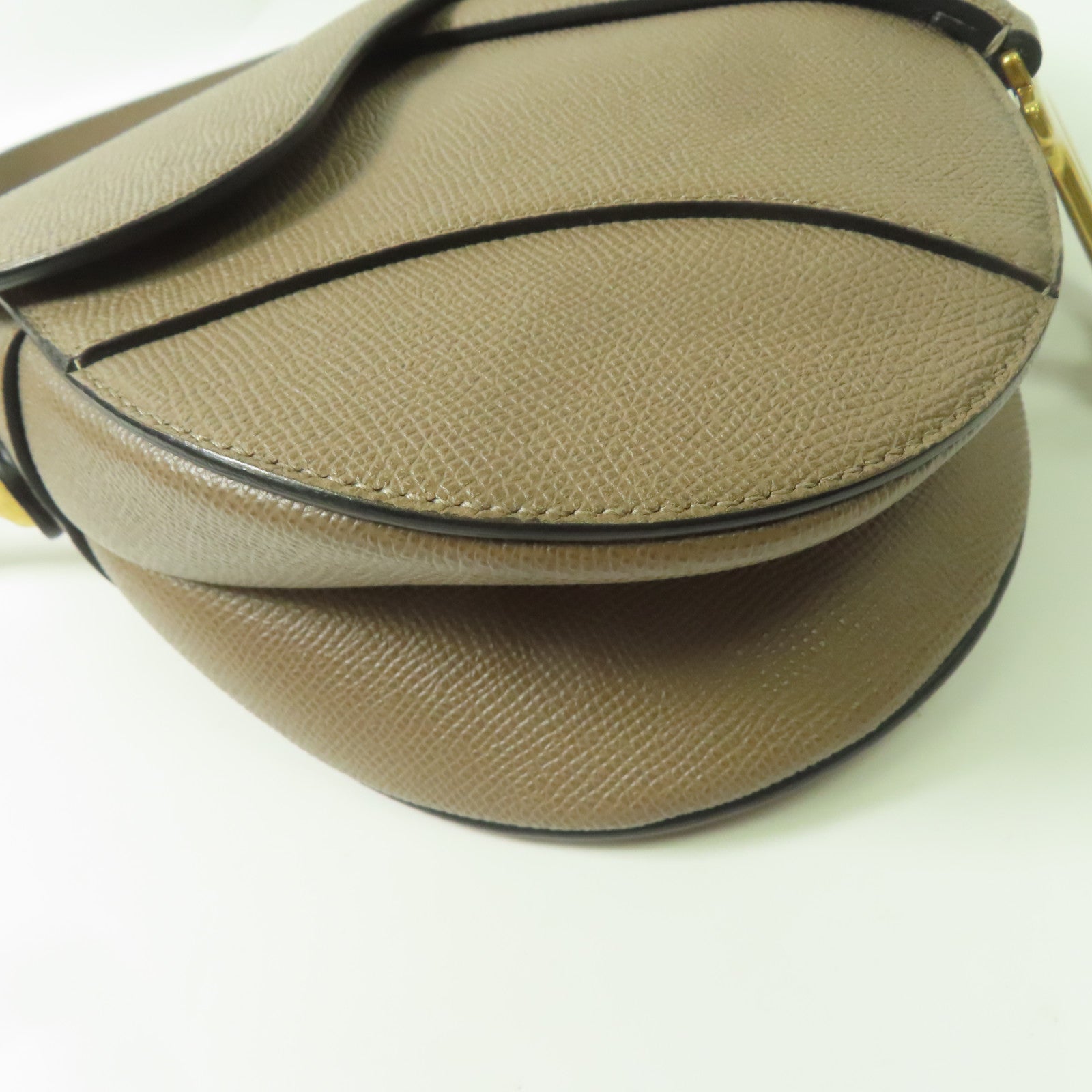 Dior 牛皮皮革Saddle Bag金扣手挽肩背兩用袋米色