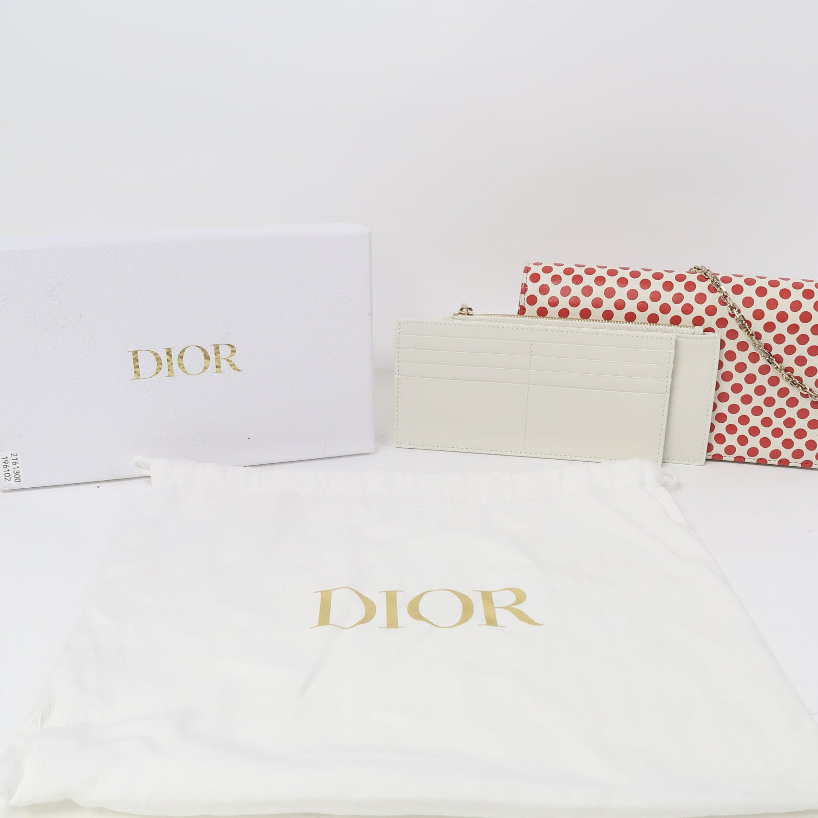 Dior 【激減優惠】牛皮皮革Wallet On Chain金扣鏈帶肩背袋白色/紅色