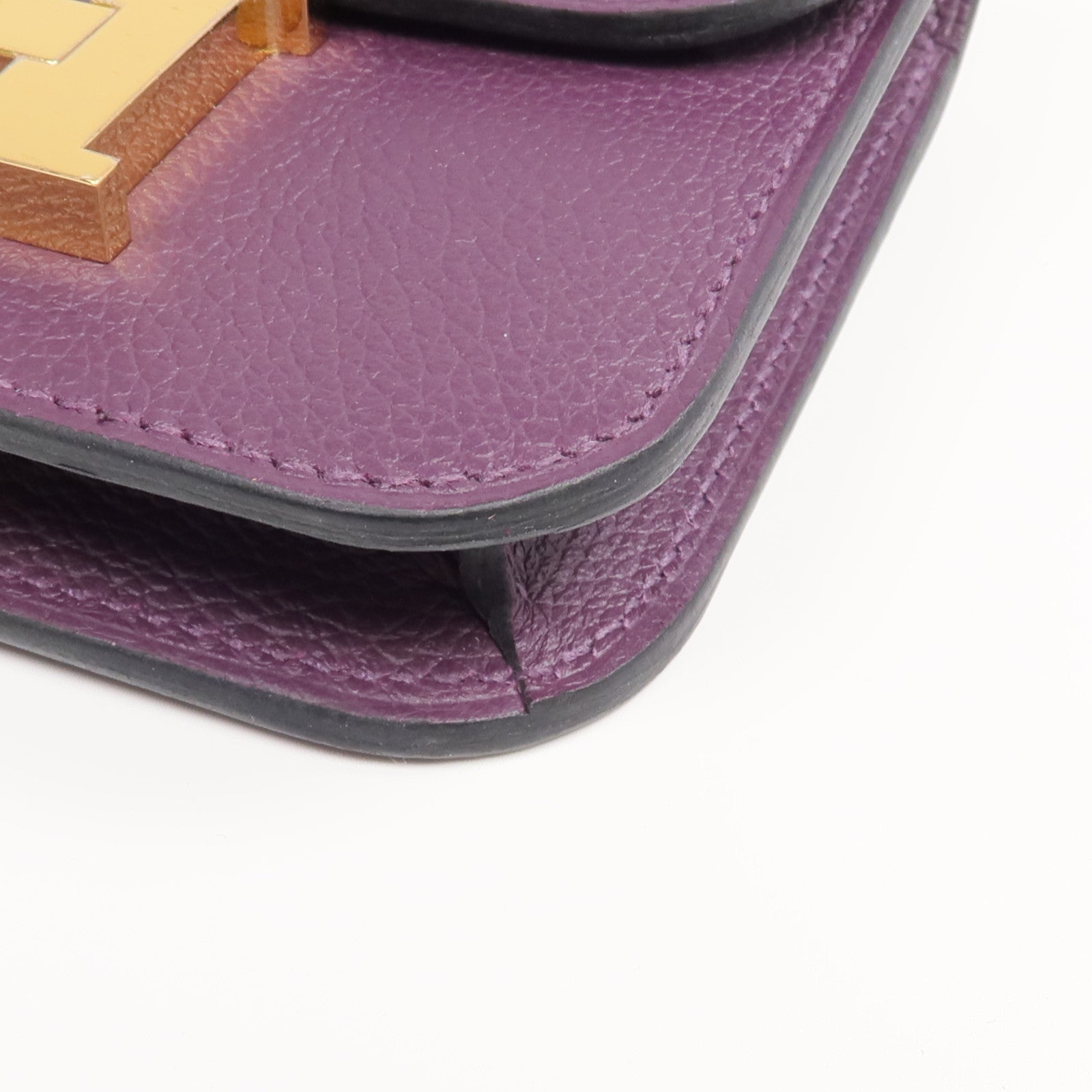 HERMES 【激減優惠】Evercolor皮革Constance Slim金扣錢包Cassis/Bleu Royal