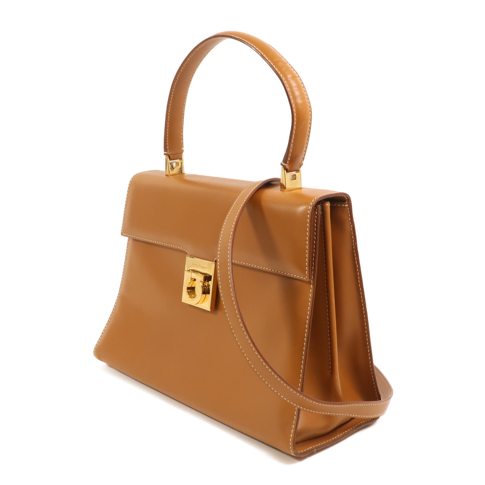Salvatore Ferragamo 牛皮皮革Gancini Bag金扣手挽肩背兩用袋