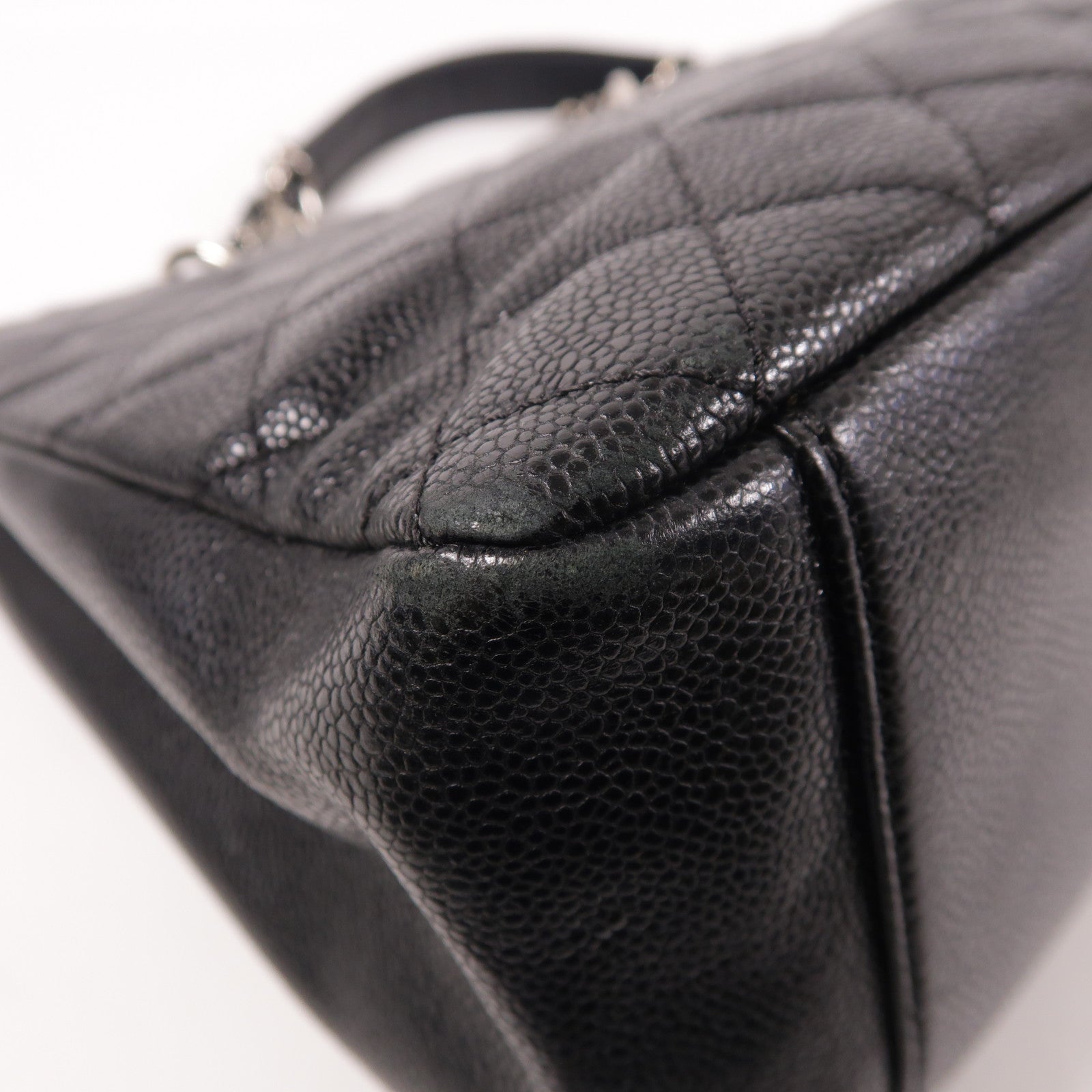 CHANEL 牛皮皮革GST銀扣鏈帶肩背袋