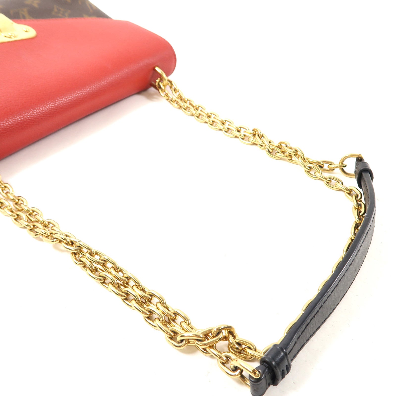 LOUIS VUITTON Monogram Saint Placide金扣肩背袋啡色/紅色