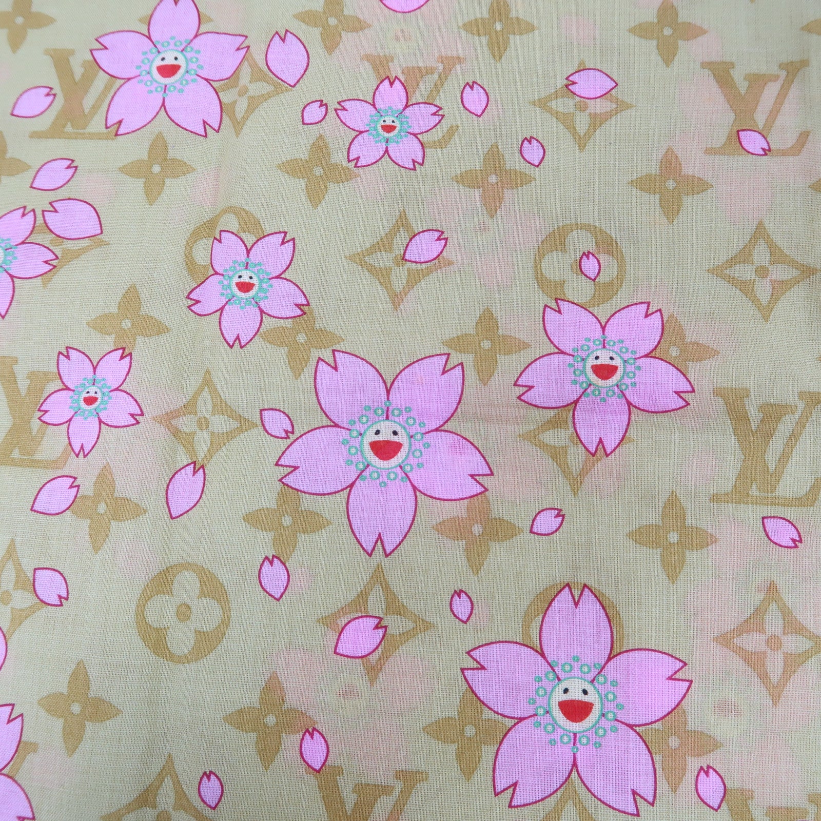 LOUIS VUITTON 【激減優惠】棉質Scarf絲巾黃色/粉紅色