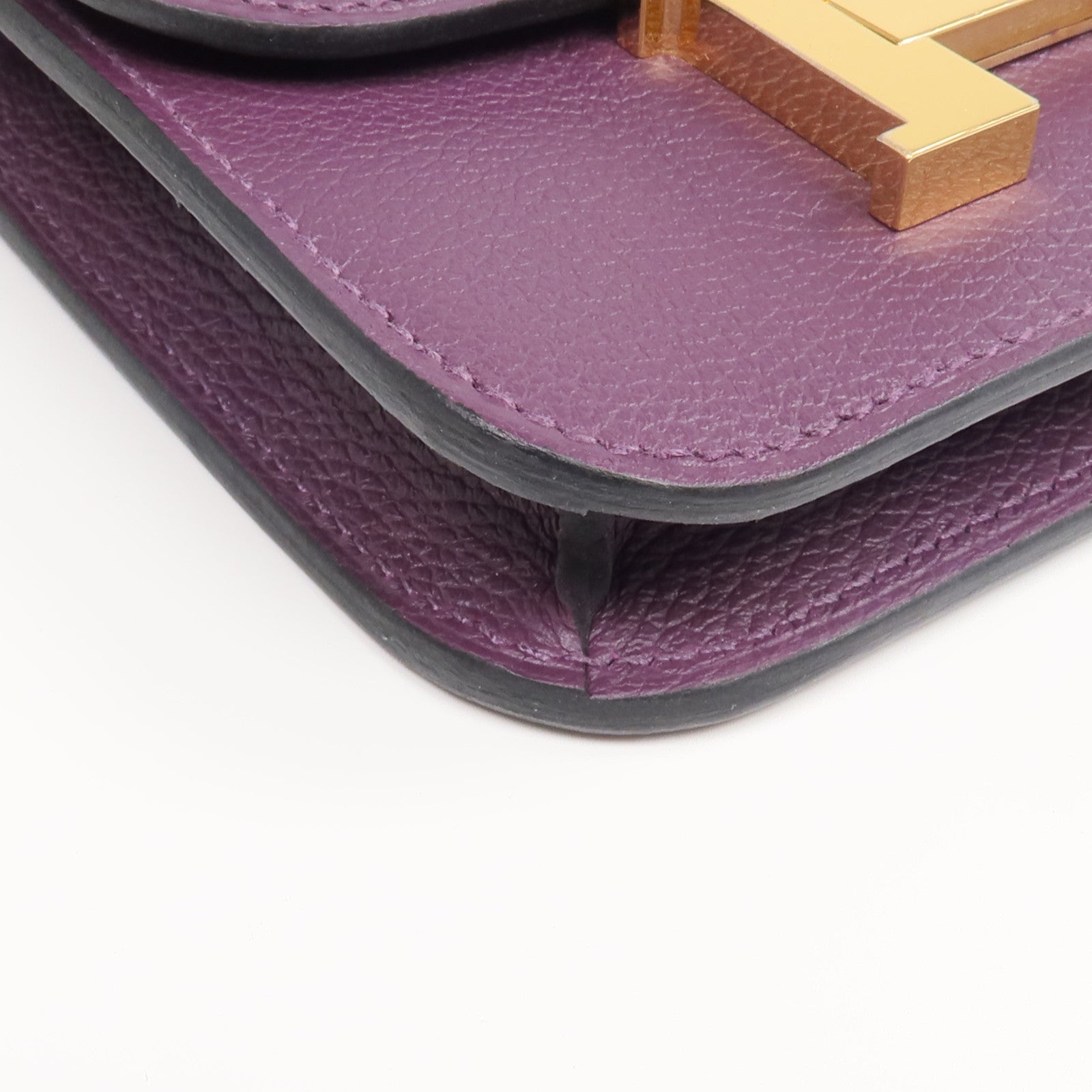 HERMES 【激減優惠】Evercolor皮革Constance Slim金扣錢包Cassis/Bleu Royal