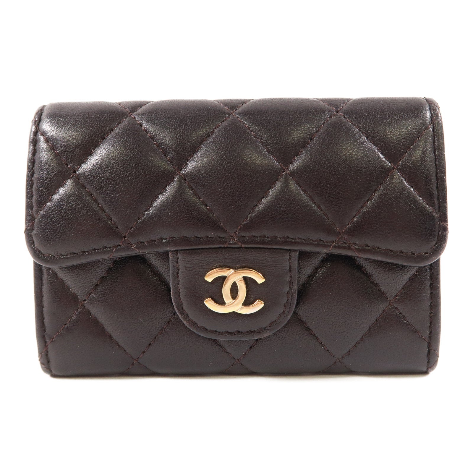 CHANEL 牛皮皮革Card Case金扣卡片套黑色