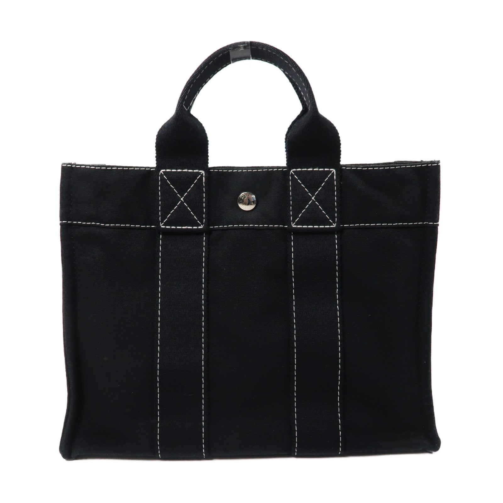HERMES 帆布Hand Bag PM銀扣手挽袋Noir黑色
