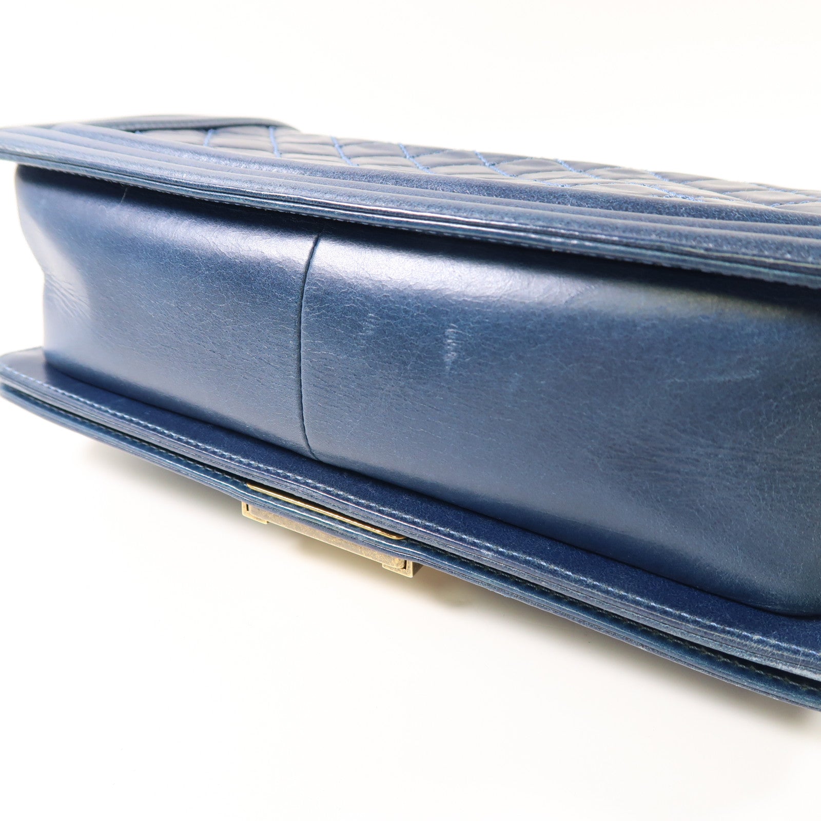 CHANEL CC GHW Boy 25 Chain Shoulder Bag Lambskin Leather Blue