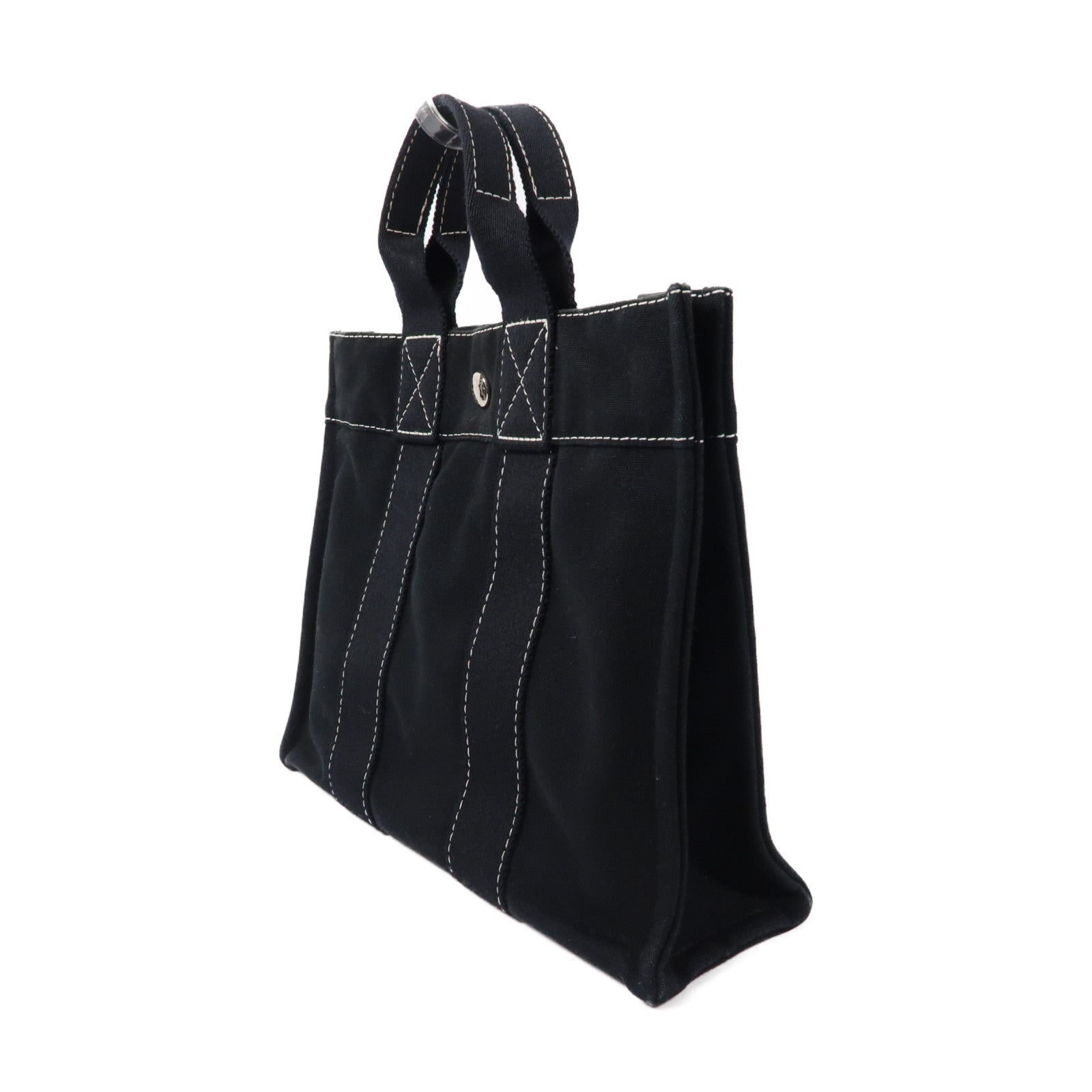 HERMES 帆布Hand Bag PM銀扣手挽袋Noir黑色