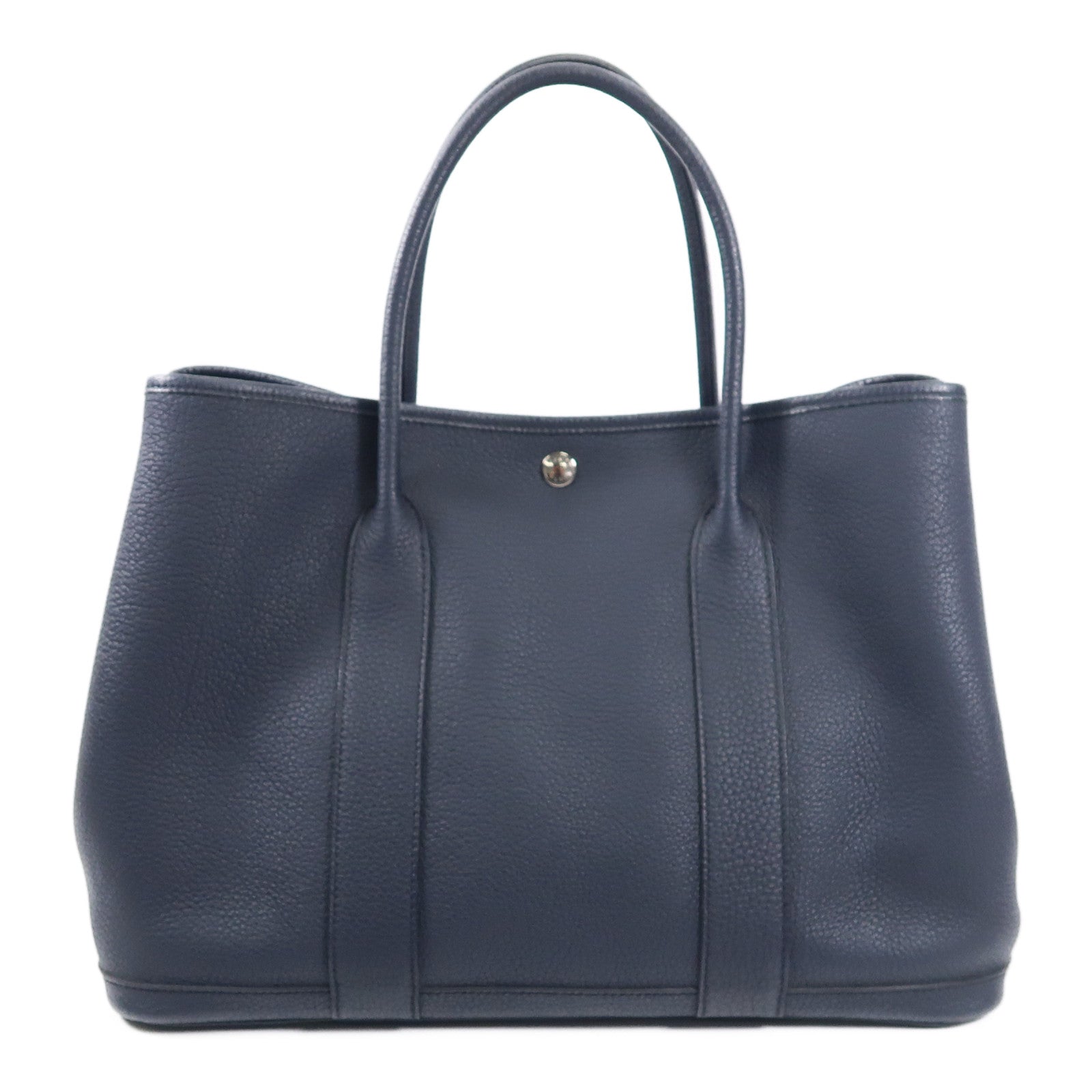 HERMES Negonda皮革Garden Party PM銀扣手挽袋Bleu Indigo