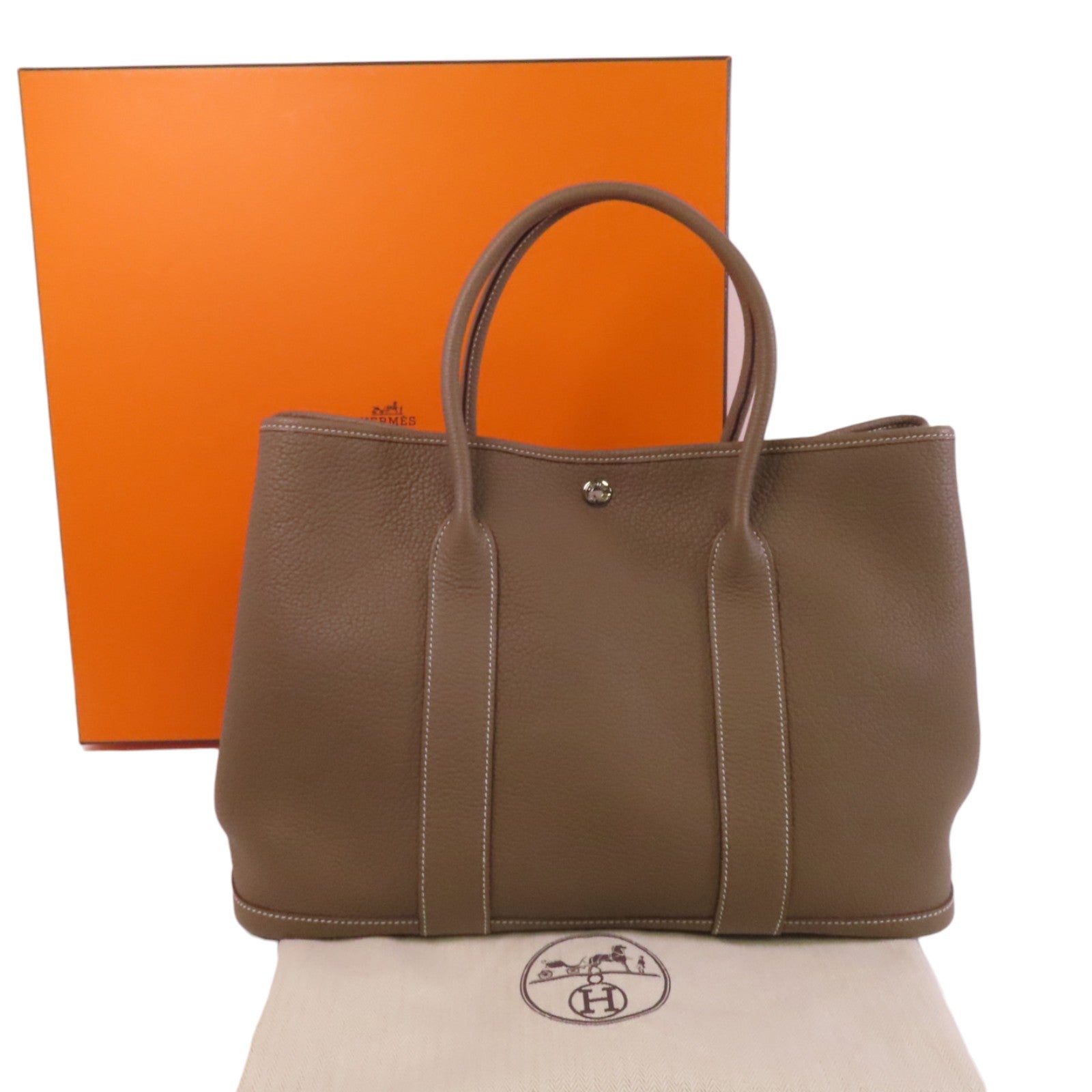 HERMES Negonda皮革GardenParty PM銀扣手挽袋