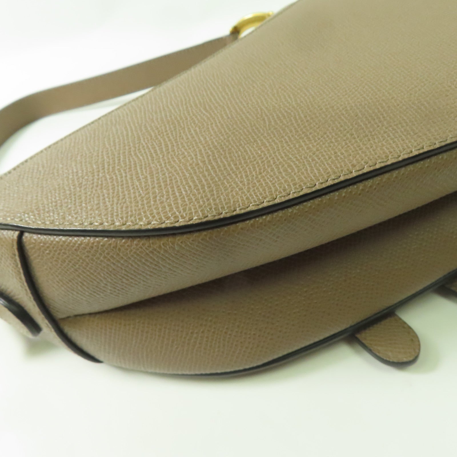 Dior 牛皮皮革Saddle Bag金扣手挽肩背兩用袋米色