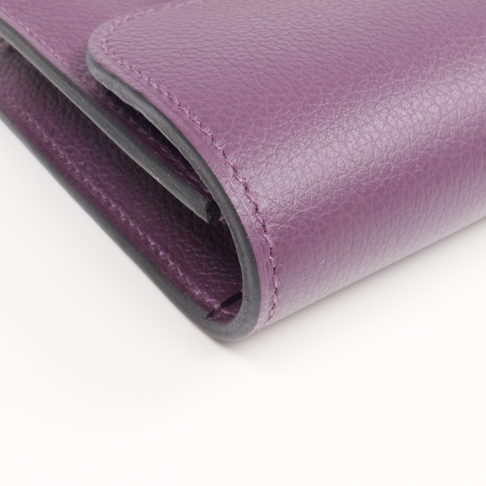 HERMES 【激減優惠】Evercolor皮革Constance Slim金扣錢包Cassis/Bleu Royal