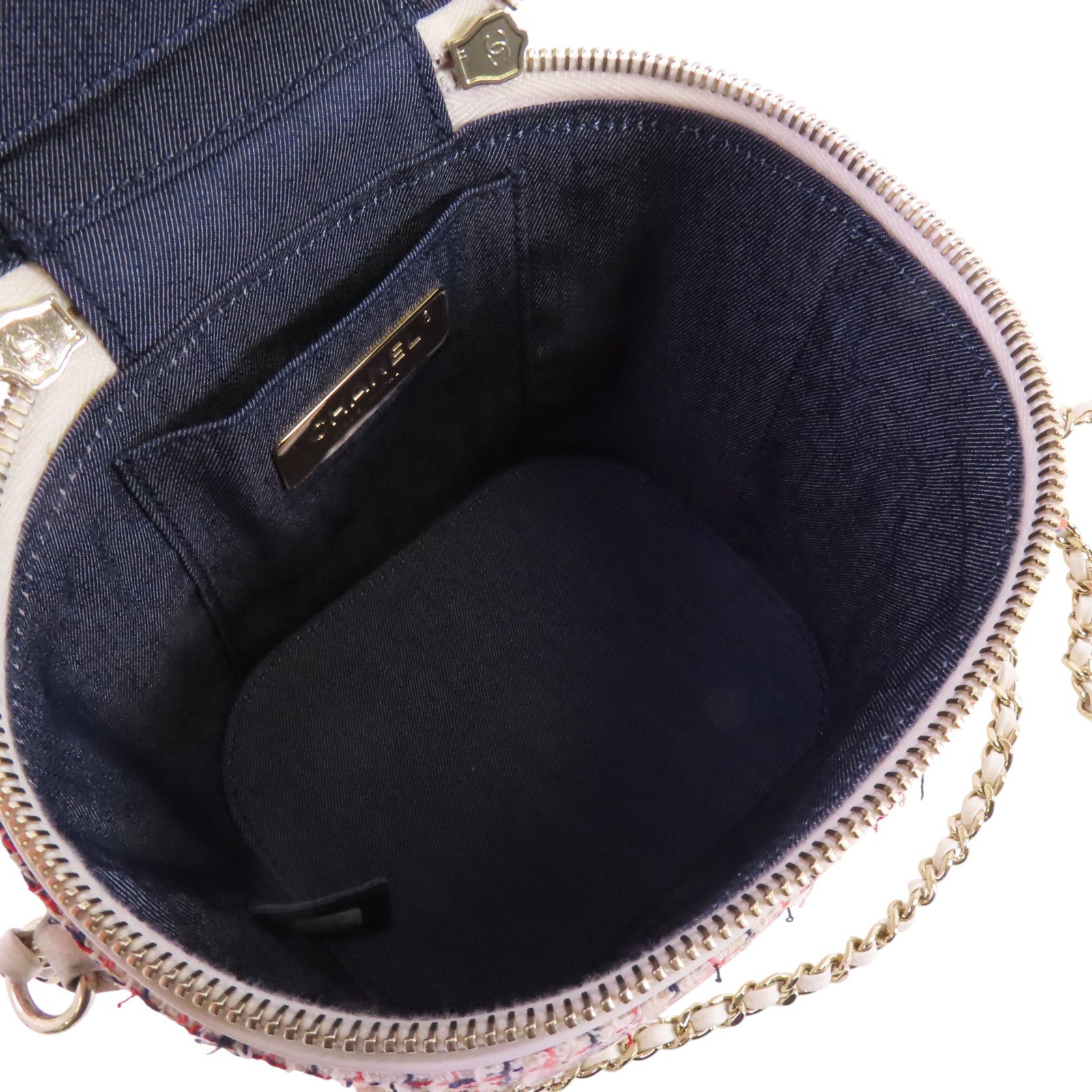 CHANEL 斜紋軟呢Chain Shoulder Bag金扣手挽肩背兩用袋