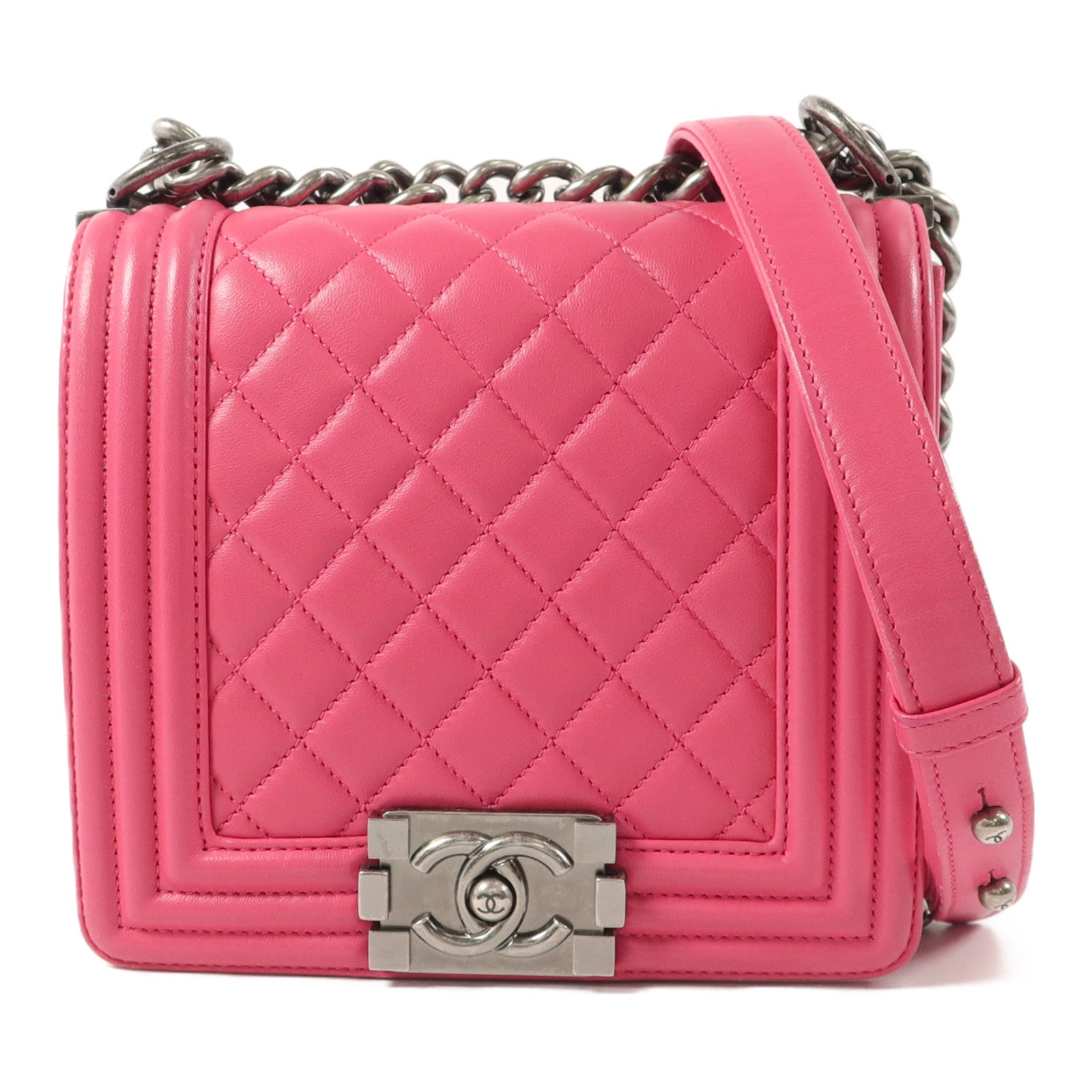 CHANEL 牛皮皮革Boy Chanel鏈帶肩背袋