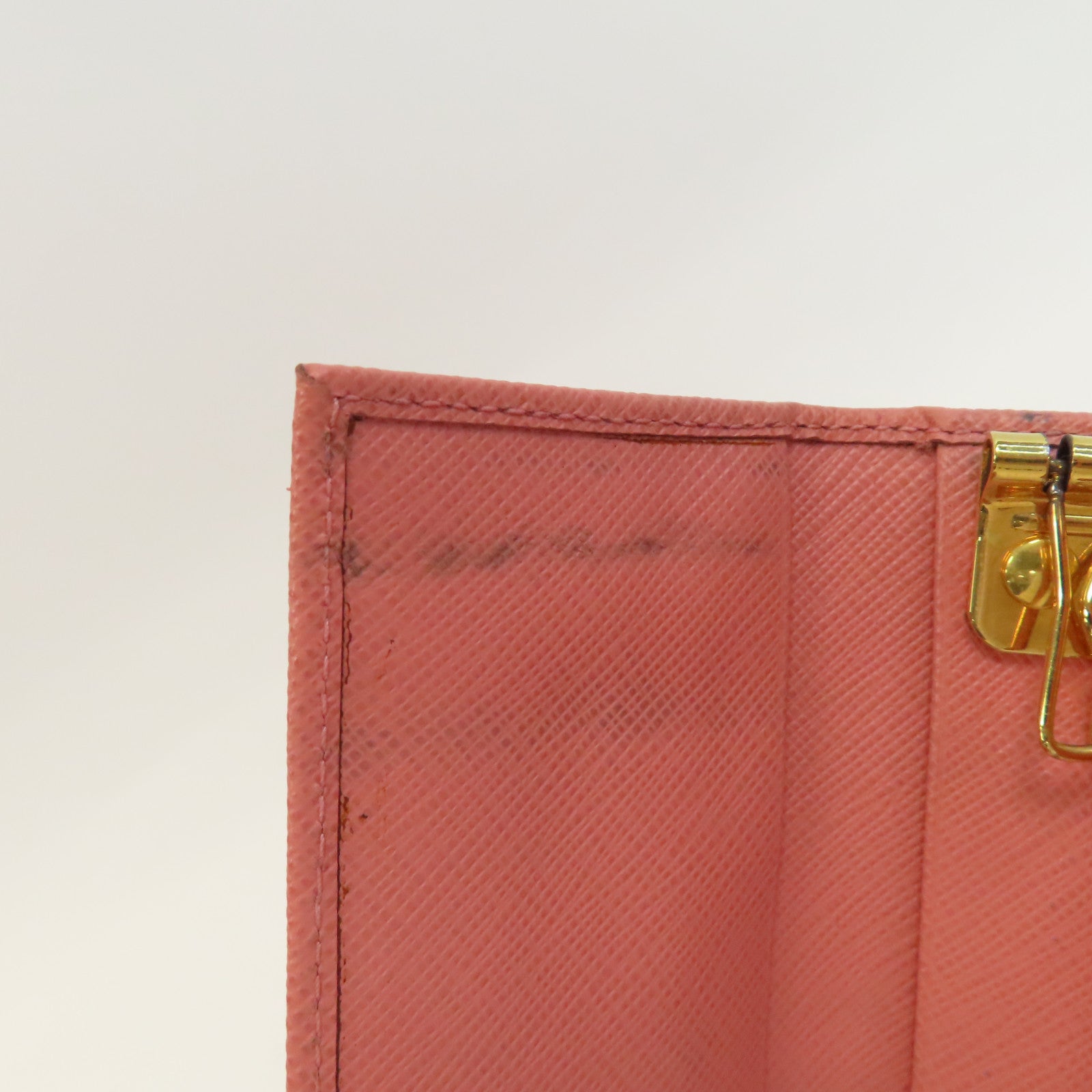 PRADA 牛皮皮革Key Case金釦鎖匙包粉紅色