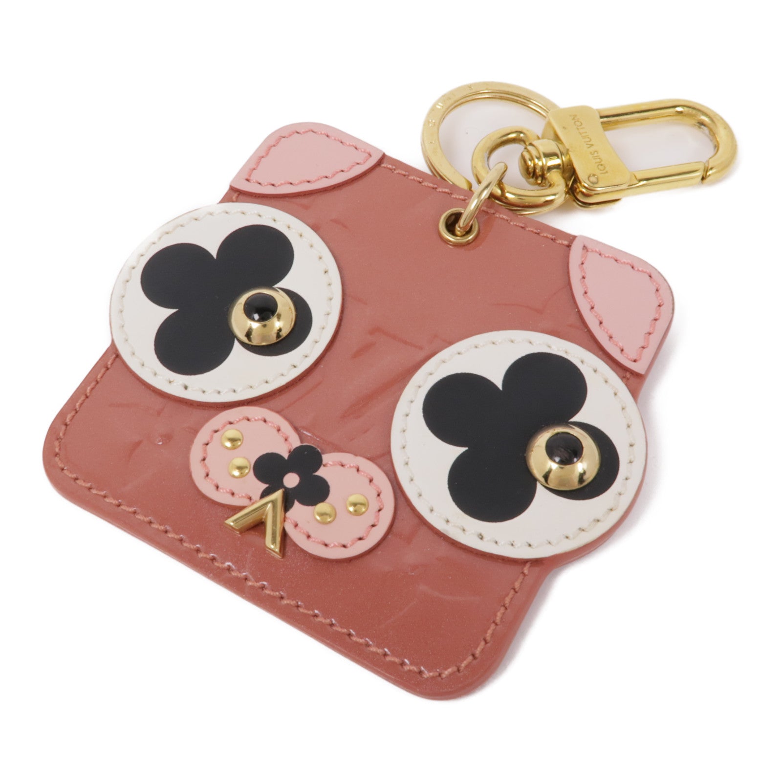 LOUIS VUITTON 金屬/皮革Porte Cles Animal Face金扣鑰匙圈