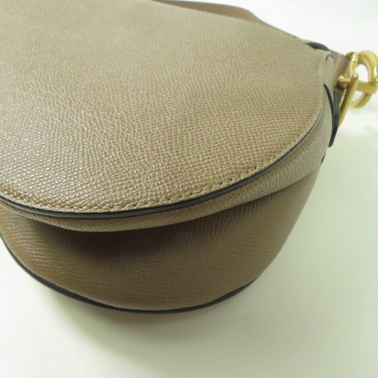 Dior 牛皮皮革Saddle Bag金扣手挽肩背兩用袋米色