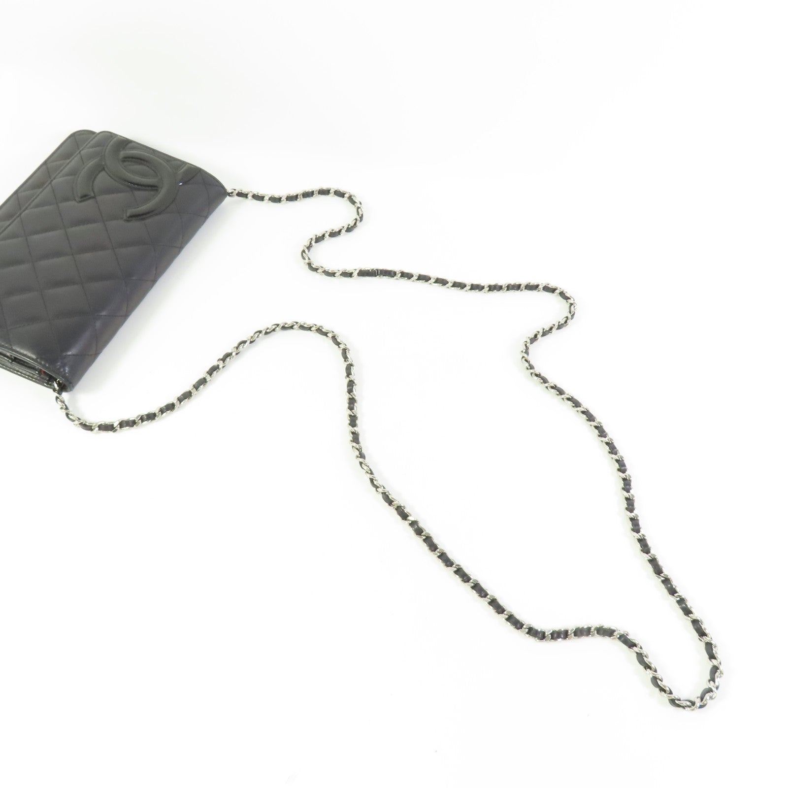 CHANEL 【激減優惠】牛皮皮革WOC Wallet On Chain銀扣鏈帶肩背袋