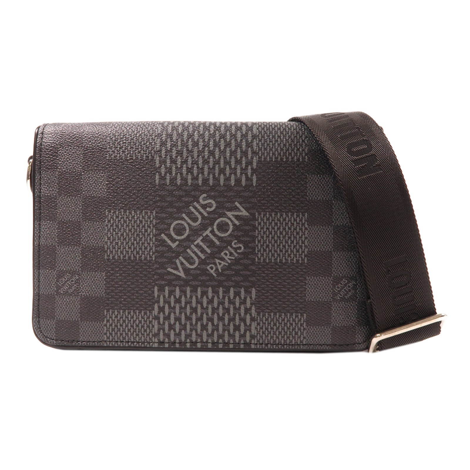 LOUIS VUITTON Damier Graphite Studio Messenger銀扣肩背袋黑色