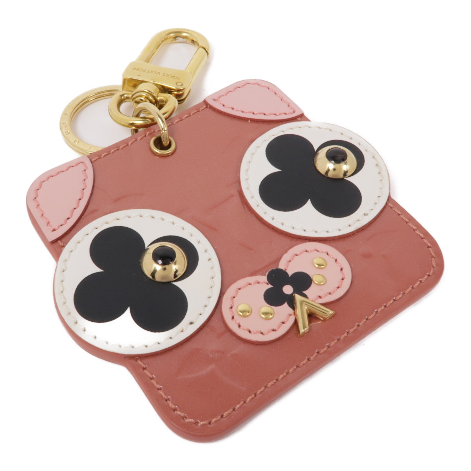 LOUIS VUITTON 金屬/皮革Porte Cles Animal Face金扣鑰匙圈