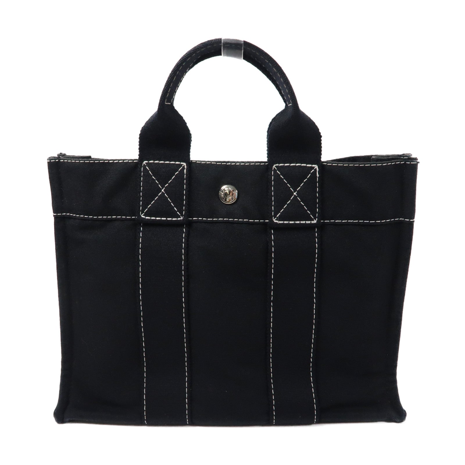 HERMES 帆布Hand Bag PM銀扣手挽袋Noir黑色