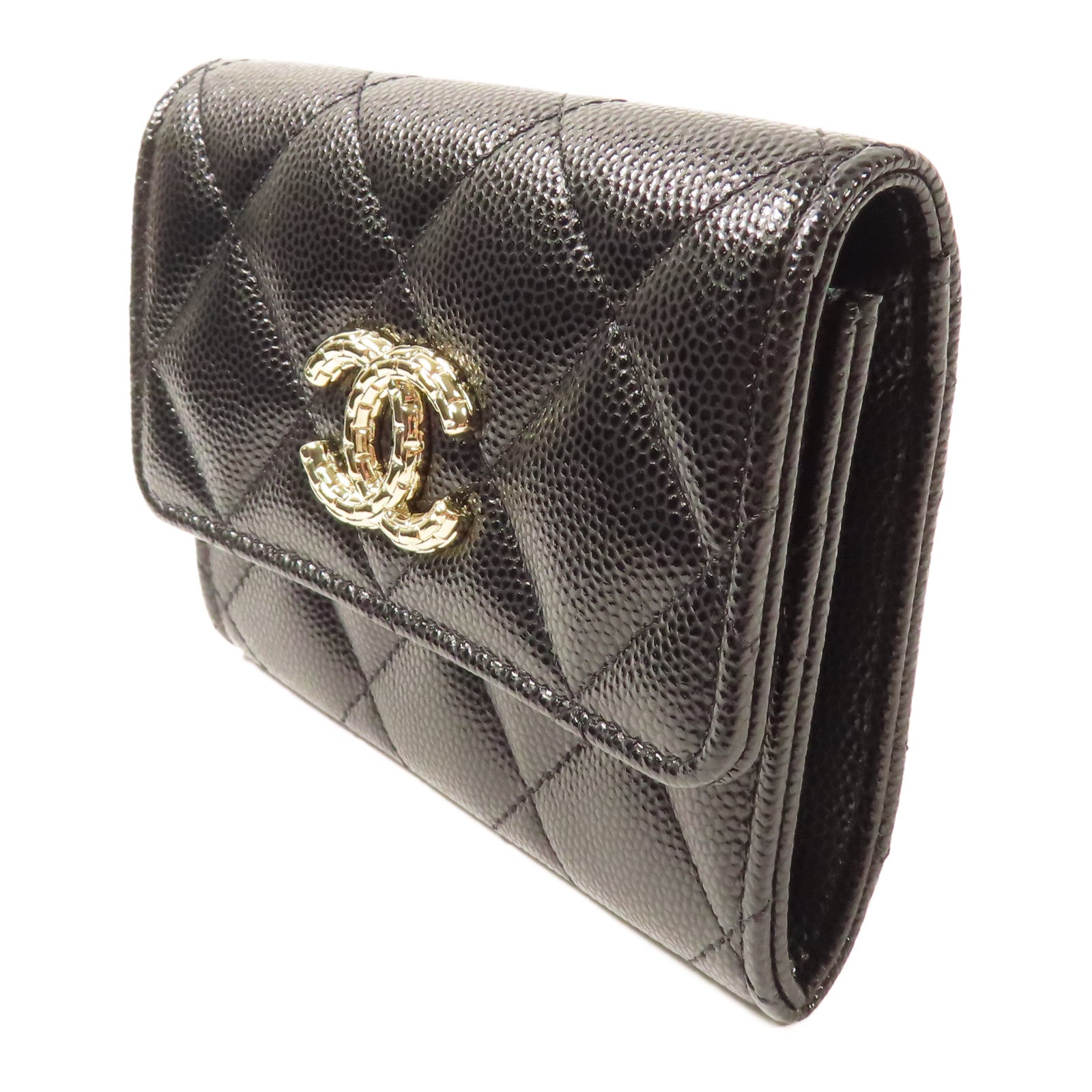 CHANEL 牛皮皮革Wallet金扣錢包