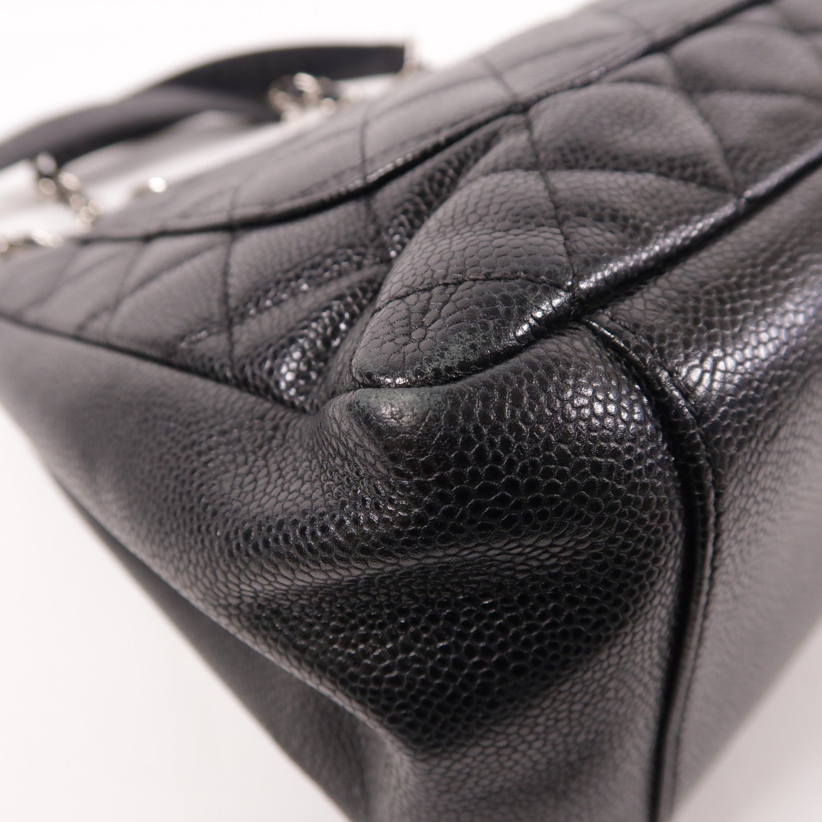 CHANEL 牛皮皮革GST銀扣鏈帶肩背袋