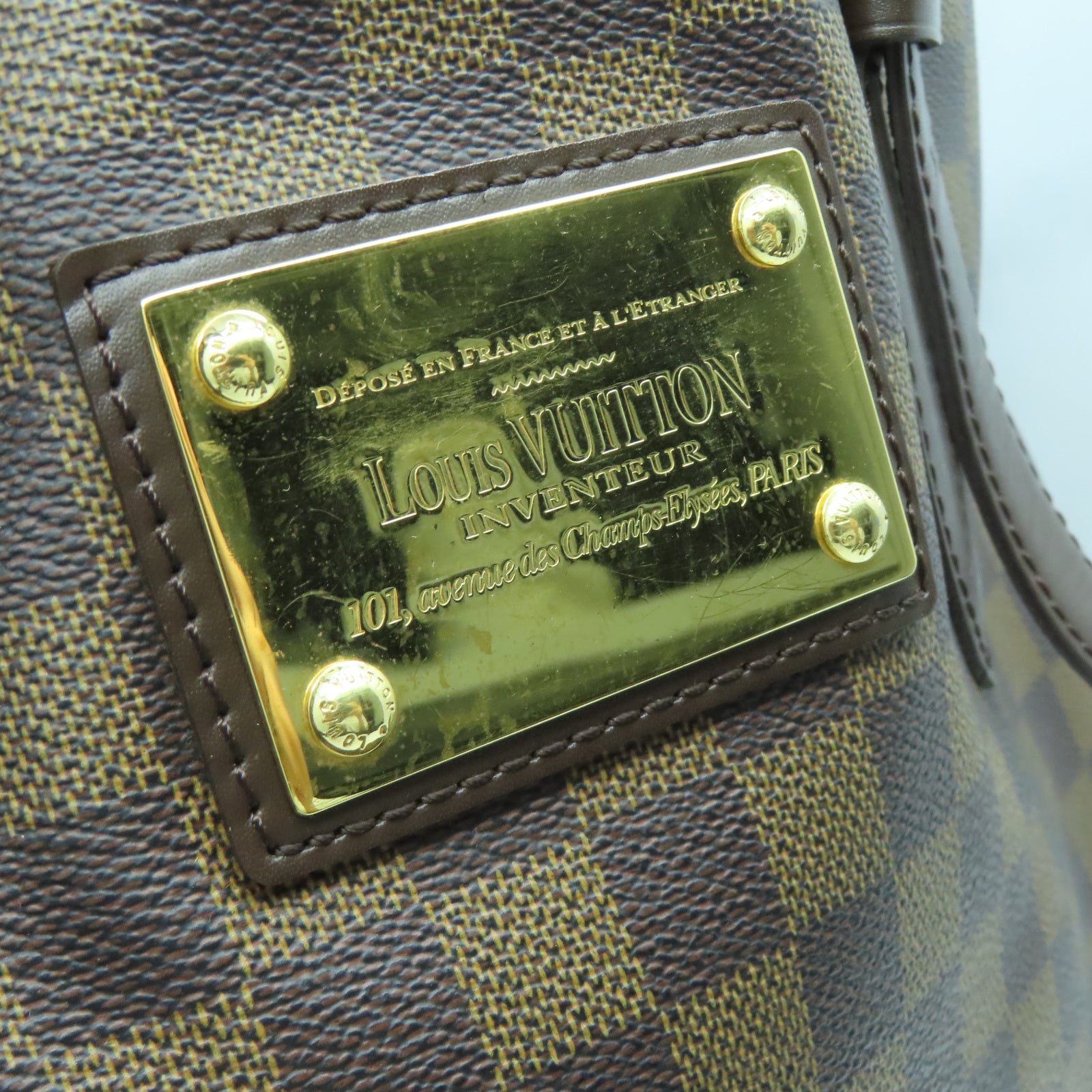 LOUIS VUITTON 【清倉大減價】Damier Hampstead MM金扣手挽袋棕色