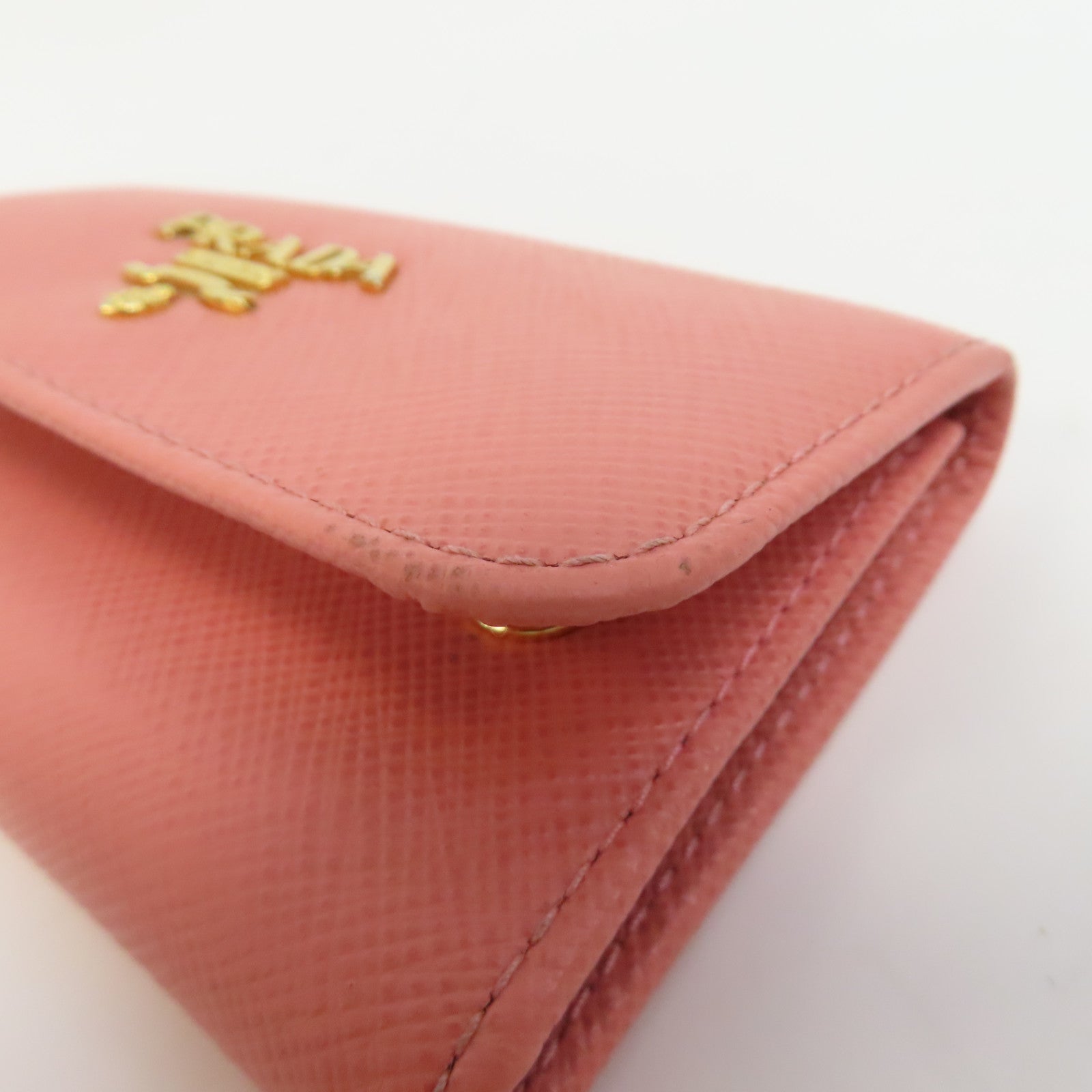 PRADA 牛皮皮革Key Case金釦鎖匙包粉紅色
