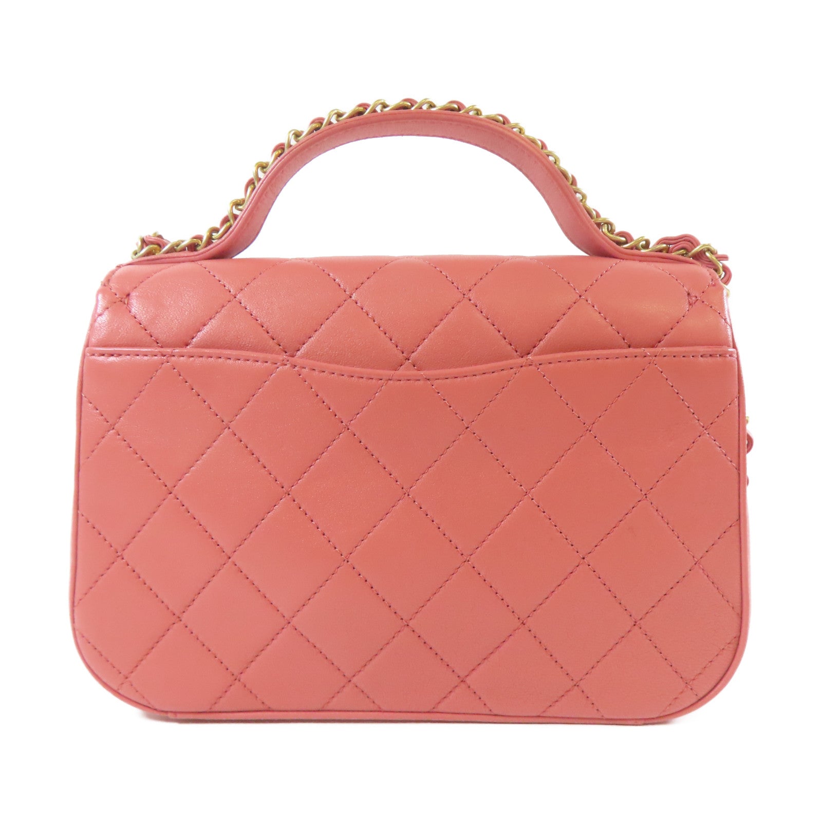 CHANEL 菱格羊皮皮革Chanel 19 Top Handle Bag金扣手挽肩背兩用袋粉紅色