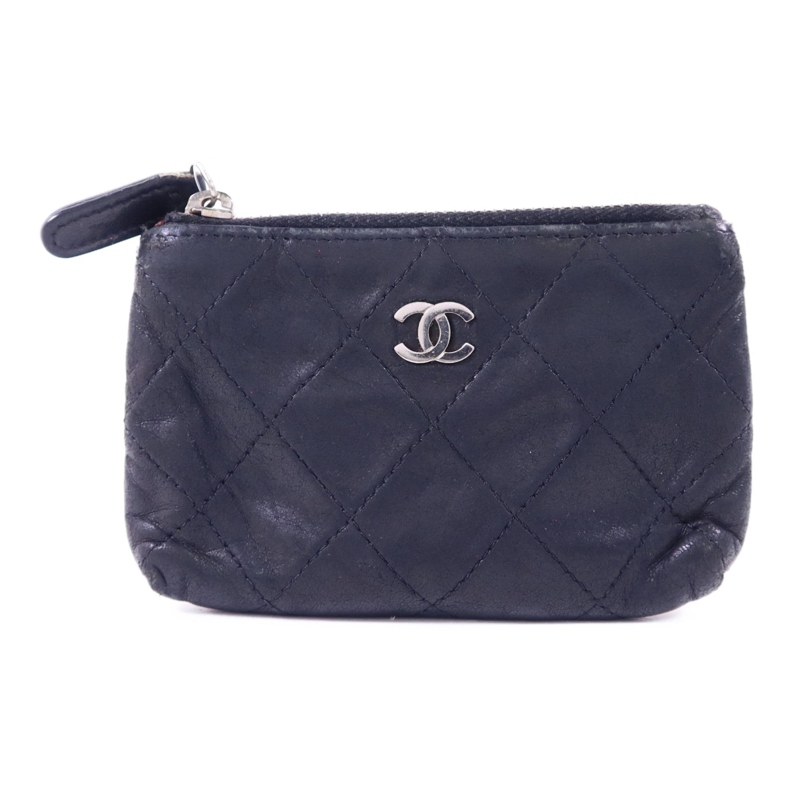 CHANEL 羊皮皮革Coin Case銀扣零錢包