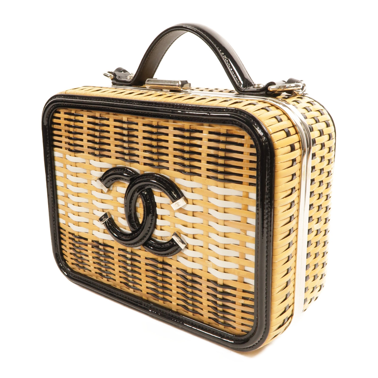 CHANEL 藤料CC Filigree Vanity Case Medium鏈帶手挽肩背兩用袋