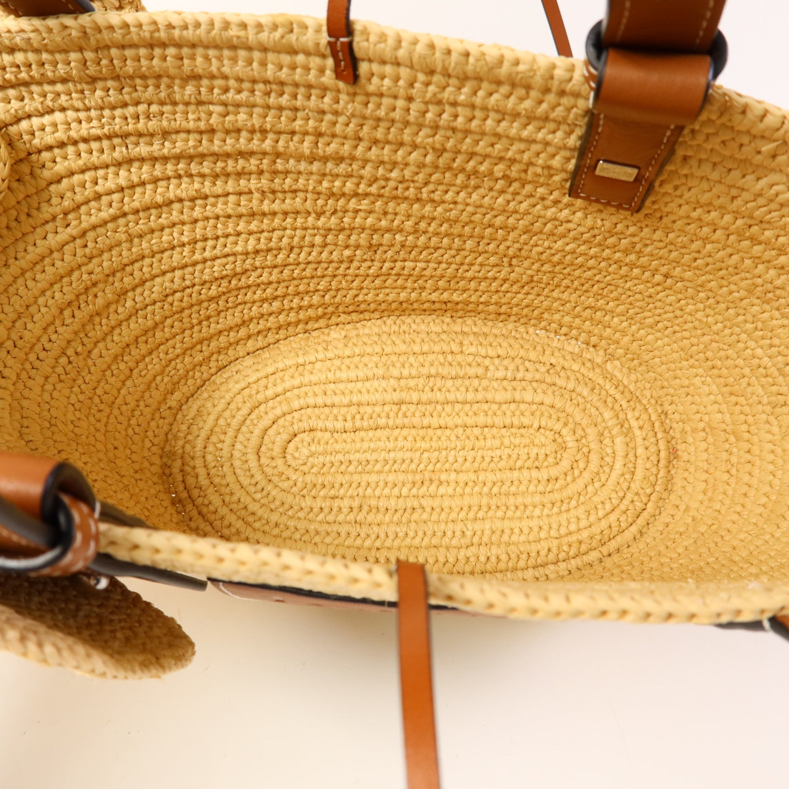 LOEWE 酒椰/牛皮皮革Small Elephant Basket Bag銀扣肩背袋/手挽袋