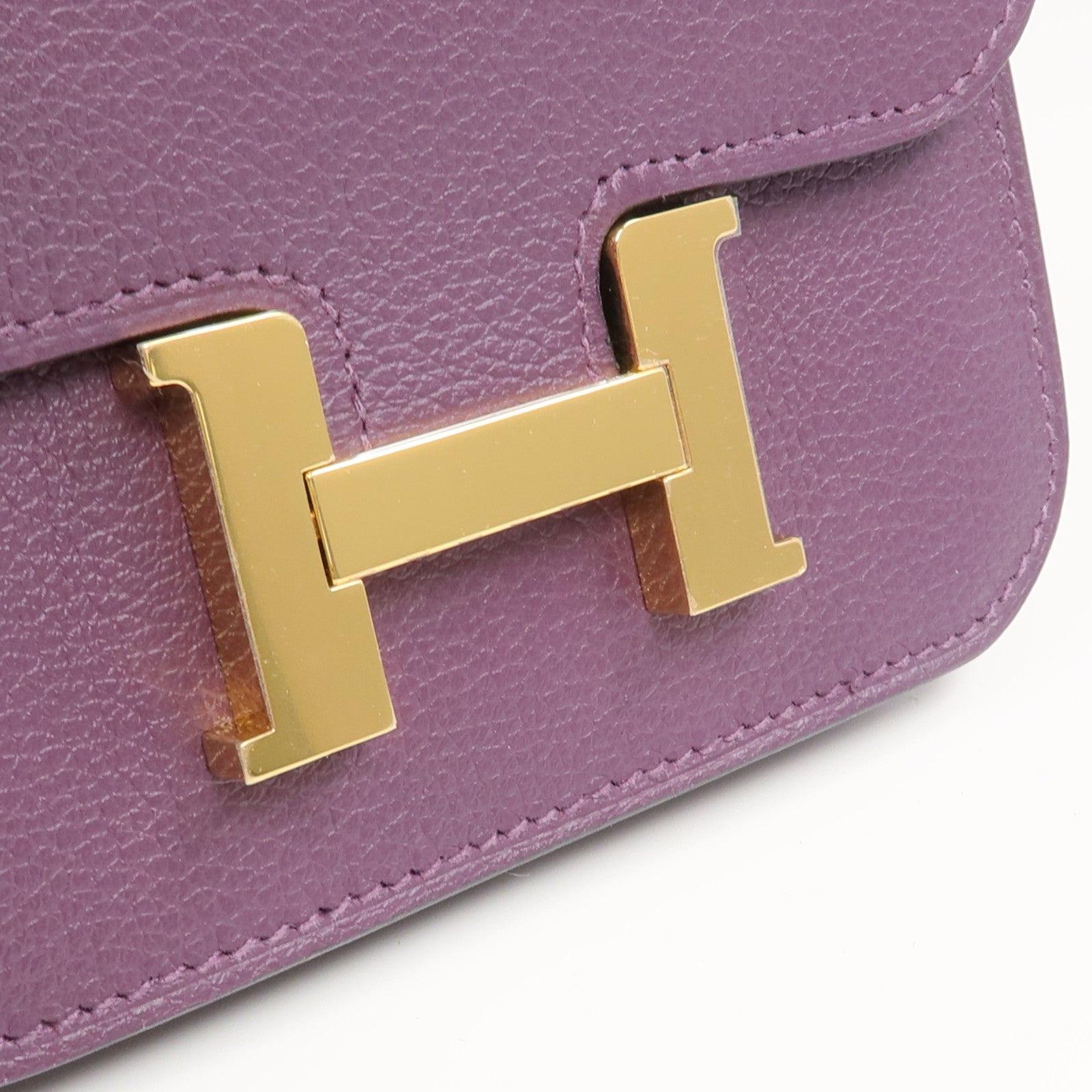 HERMES 【激減優惠】Evercolor皮革Constance Slim金扣錢包Cassis/Bleu Royal