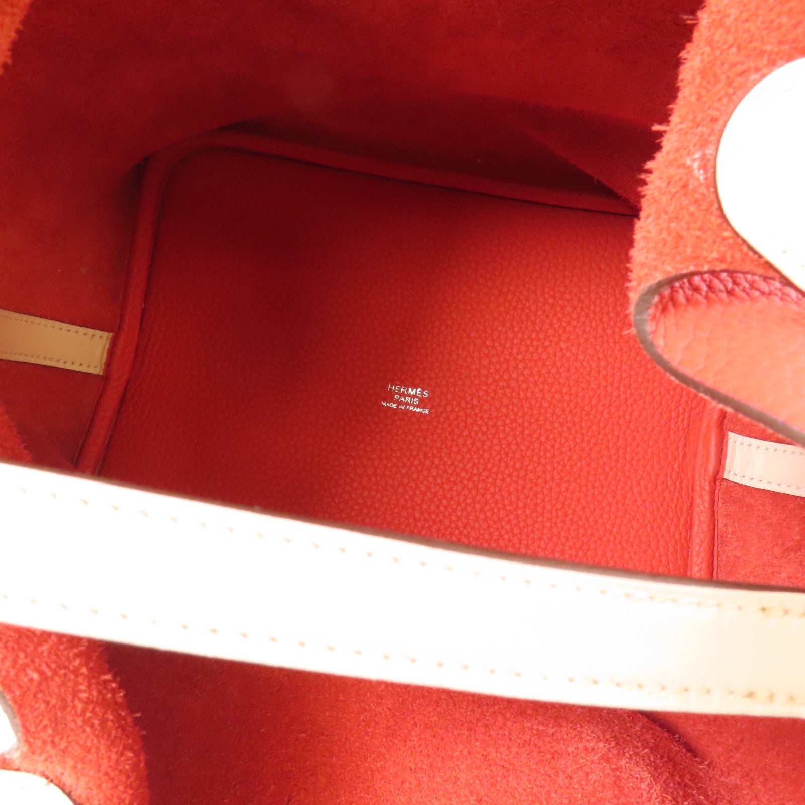 HERMES 【激減優惠】Clemence皮革Picotin MM銀扣手挽袋Rouge Tomate