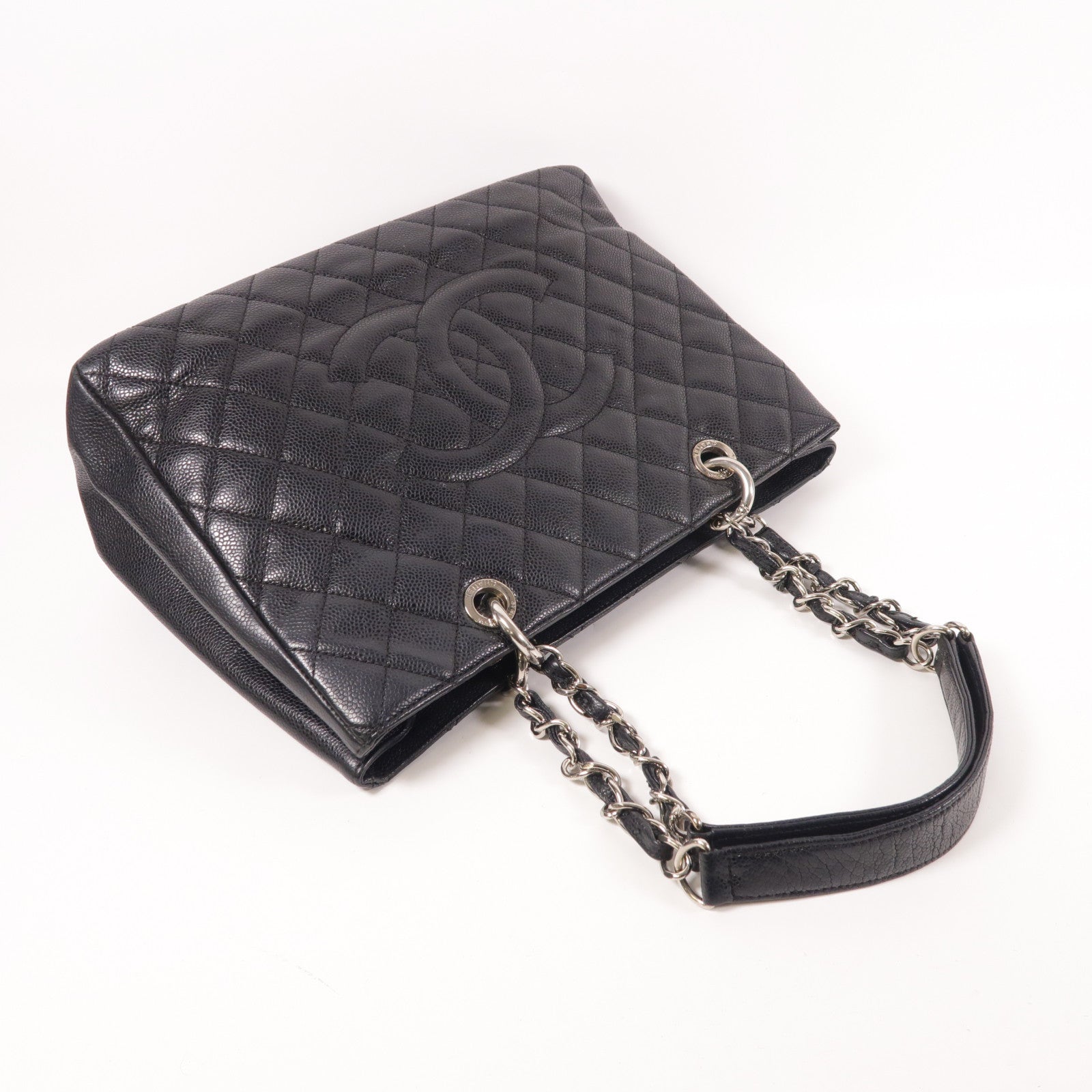 CHANEL 牛皮皮革GST銀扣鏈帶肩背袋