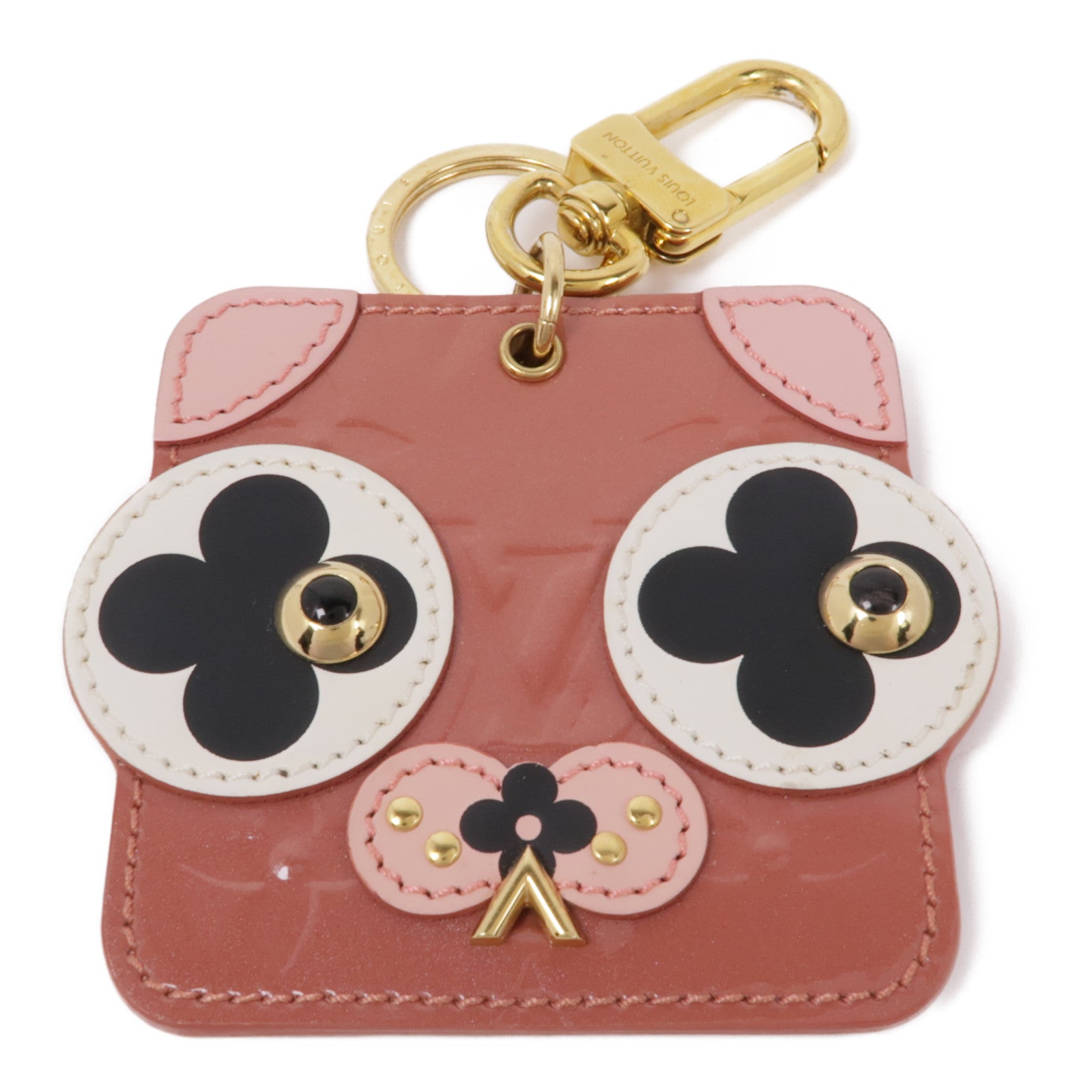 LOUIS VUITTON 金屬/皮革Porte Cles Animal Face金扣鑰匙圈