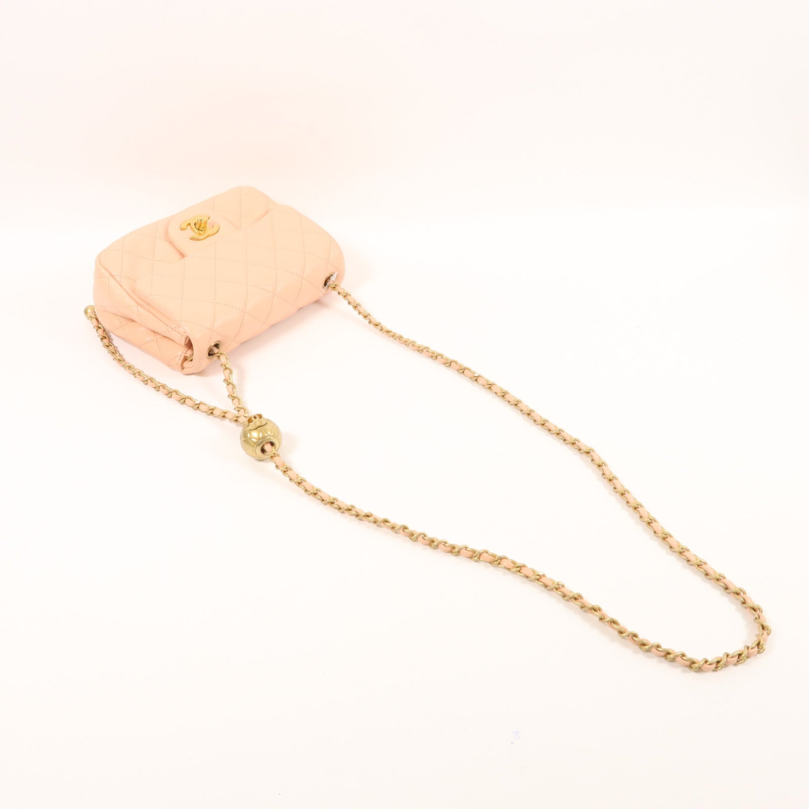 CHANEL 羊皮皮革Chain Shoulder金扣鏈帶肩背袋