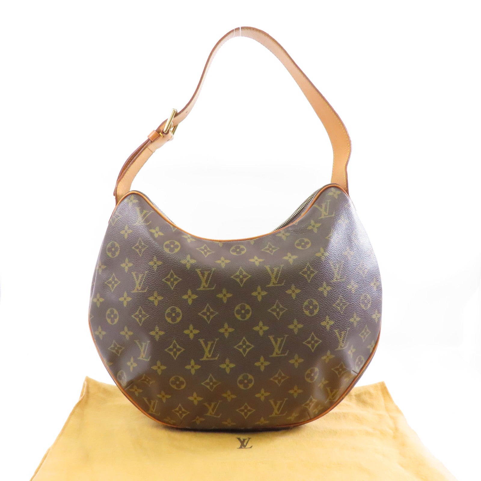 LOUIS VUITTON Monogram Croissant GM金扣肩背袋啡色