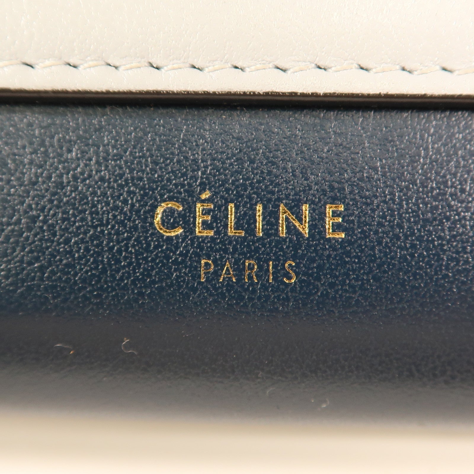 CELINE GHW Chain Shoulder Bag Calfskin Leather Brown/Blue/Navy
