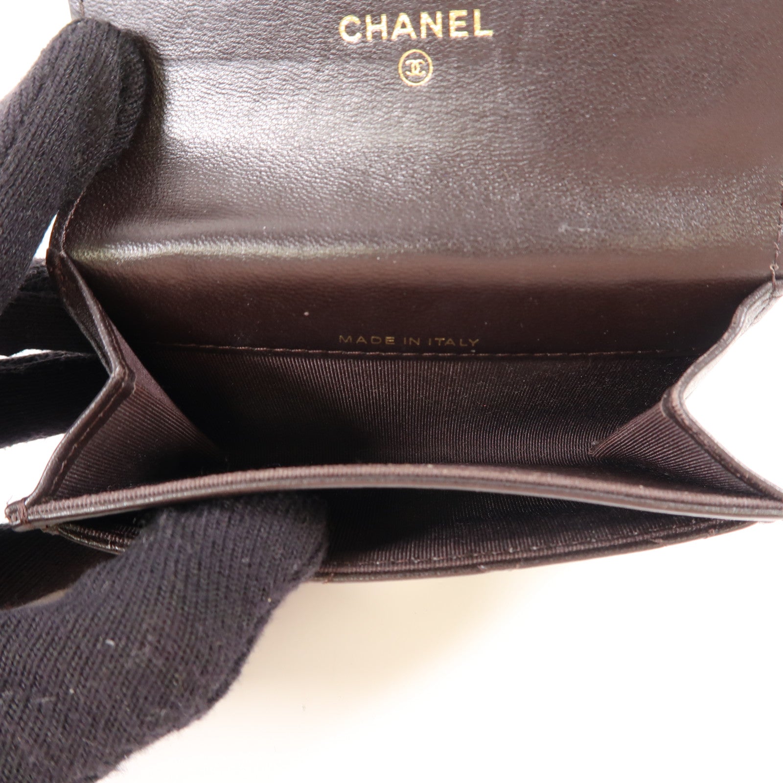 CHANEL 牛皮皮革Card Case金扣卡片套黑色