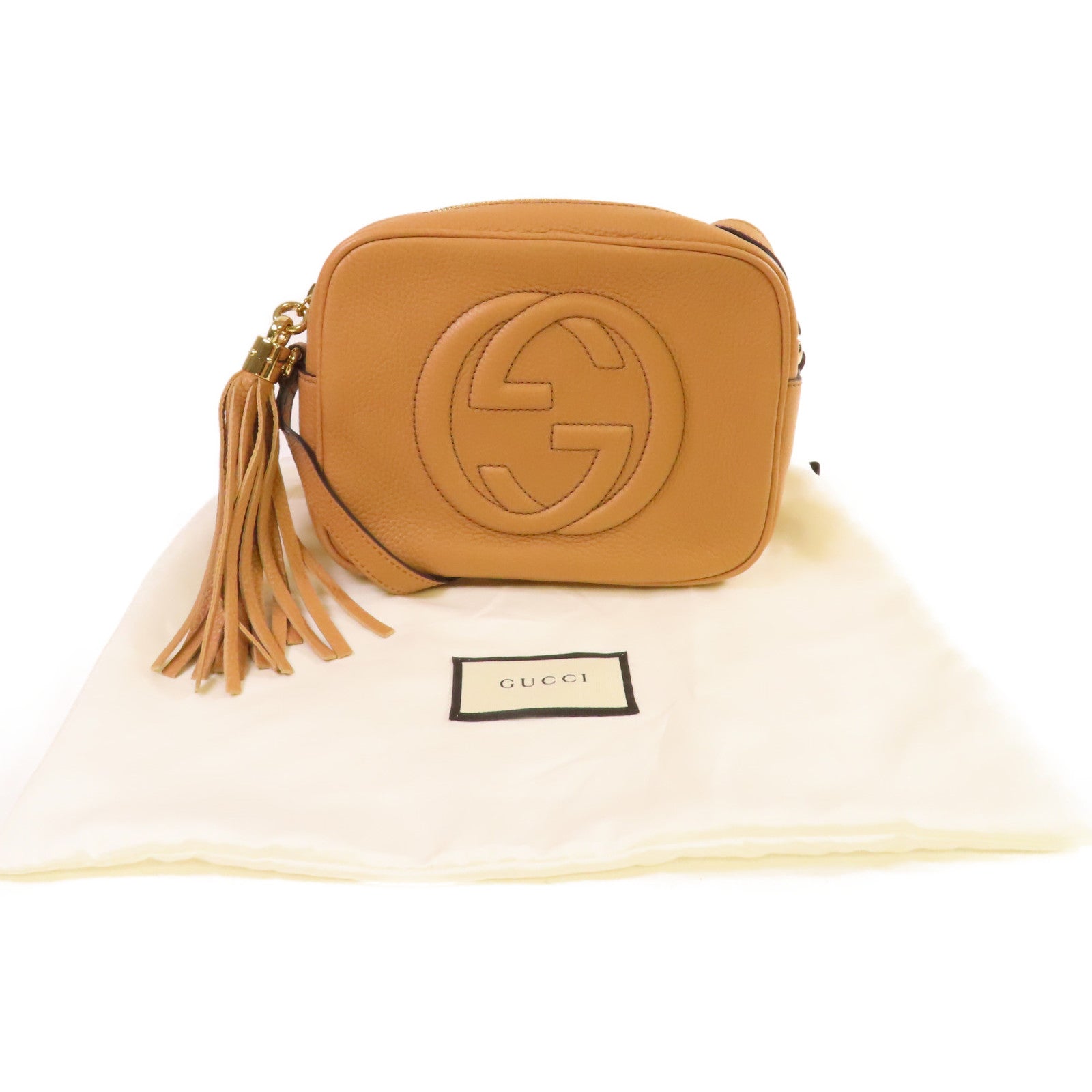 GUCCI 【激減優惠】牛皮皮革Soho Shoulder Bag金扣肩背袋杏色