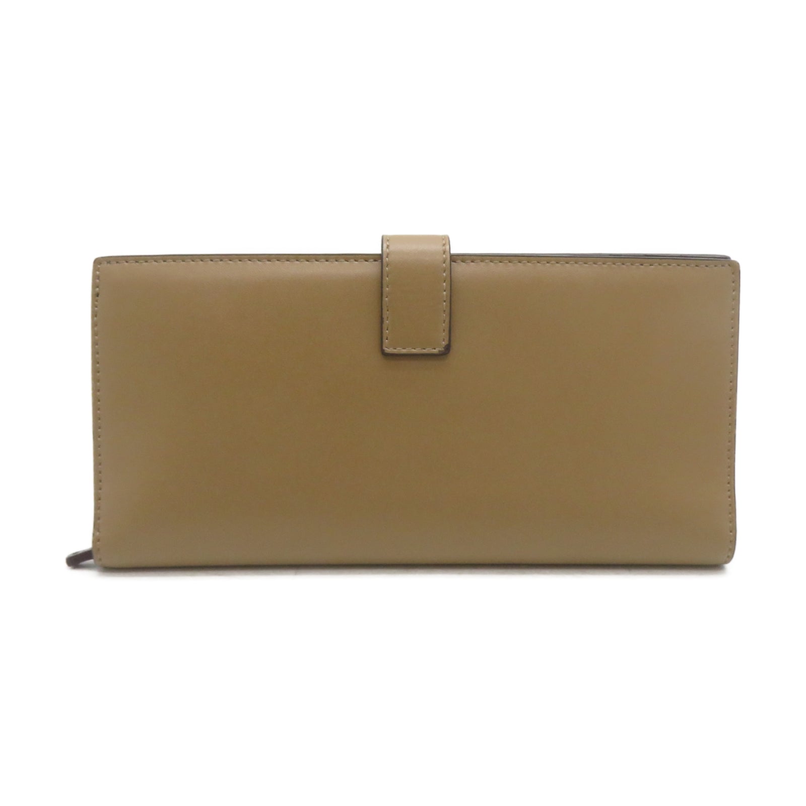 FENDI 【激減優惠】牛皮皮革Long wallet金扣長錢包卡其色