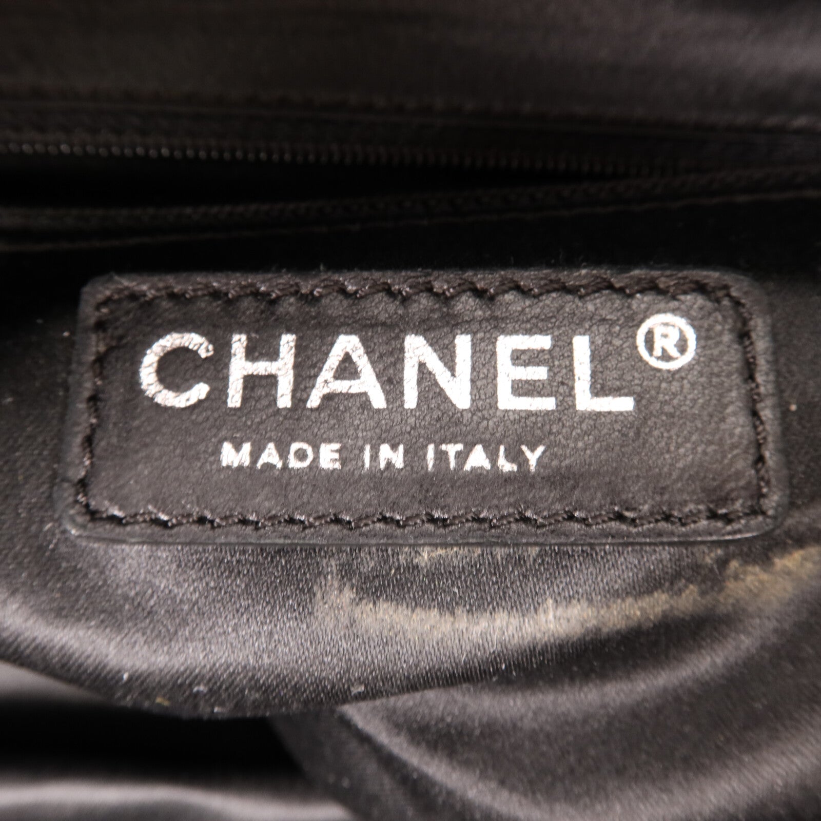 CHANEL 羊皮皮革Boston Bag銀扣手挽袋
