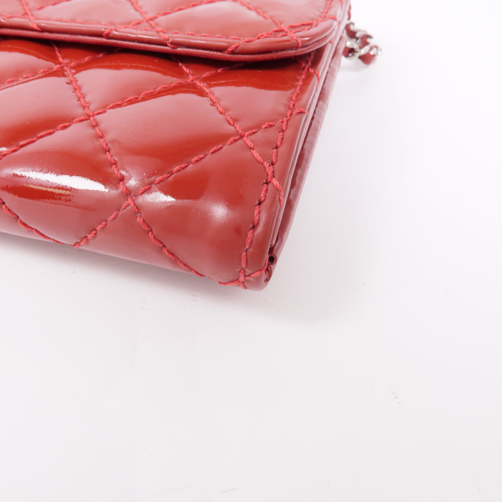 CHANEL 漆皮皮革Chain Shoulder Bag銀扣鏈帶肩背袋