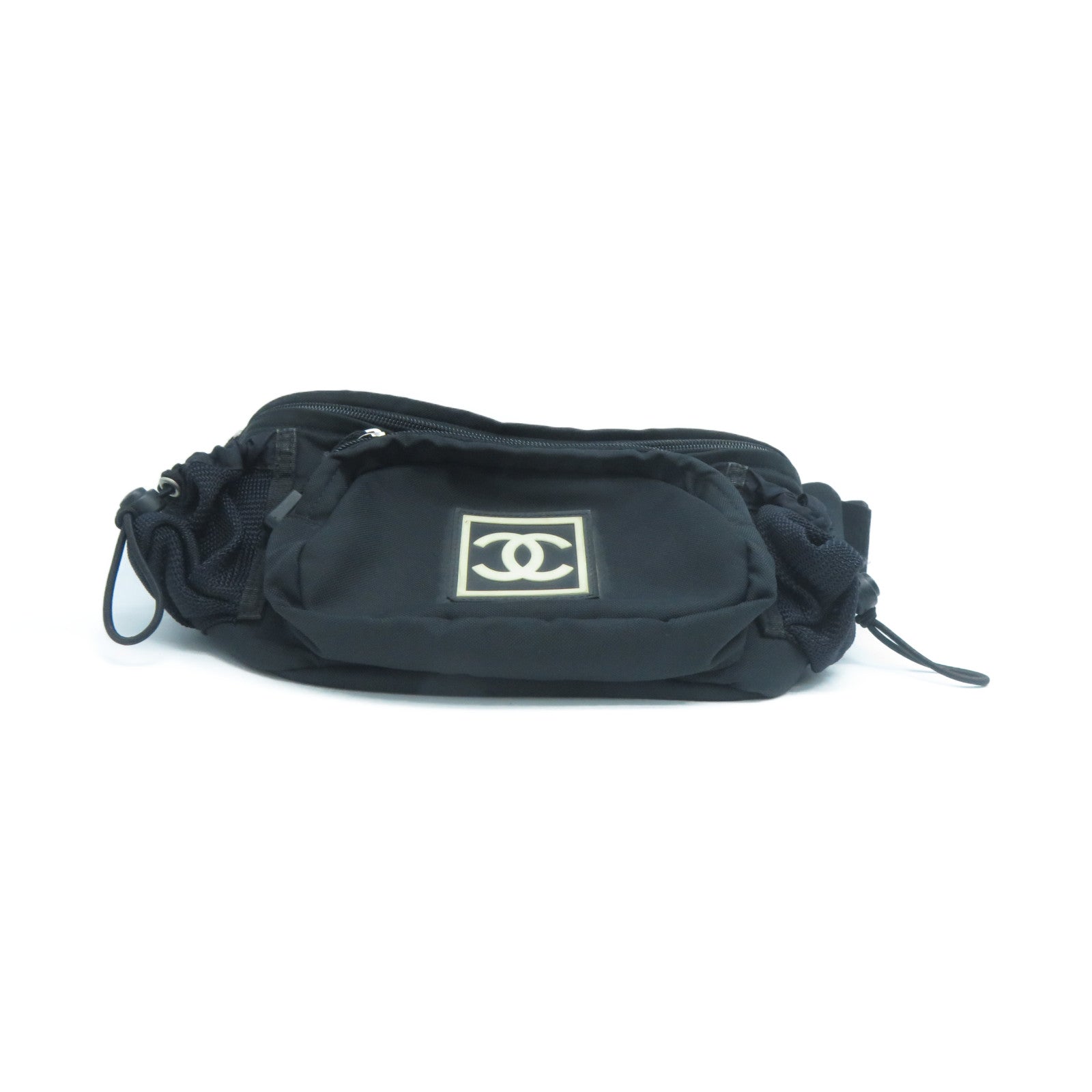 CHANEL **【清倉大減價】尼龍Body Bag銀扣腰包黑色