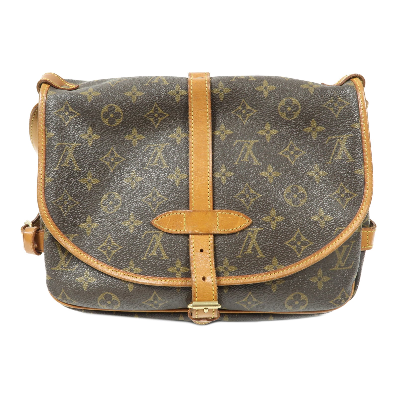 LOUIS VUITTON Monogram Saumur 30金扣肩背袋啡色